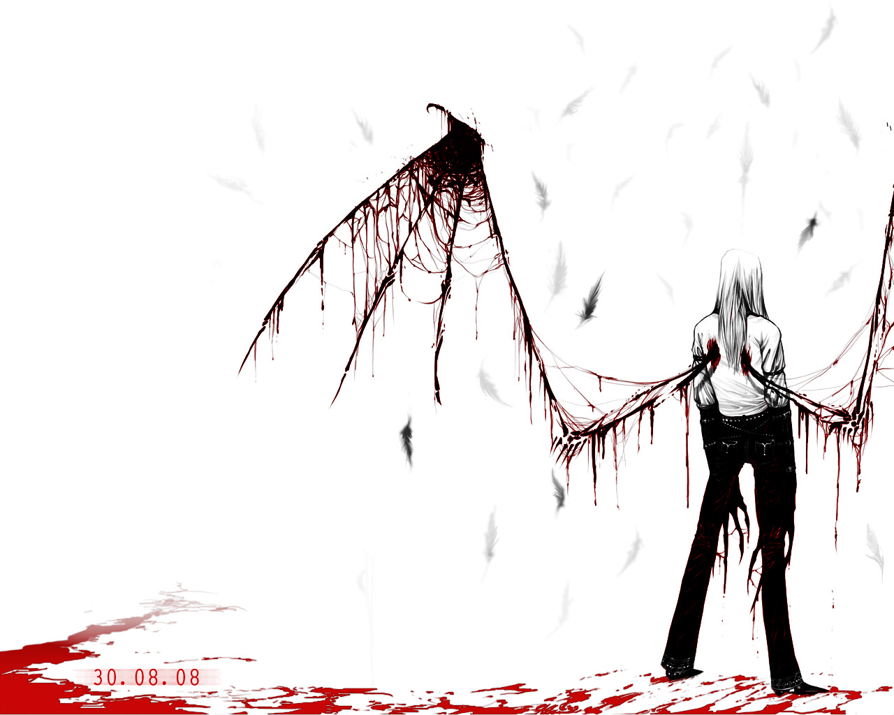 Кровавые аниме рисунки