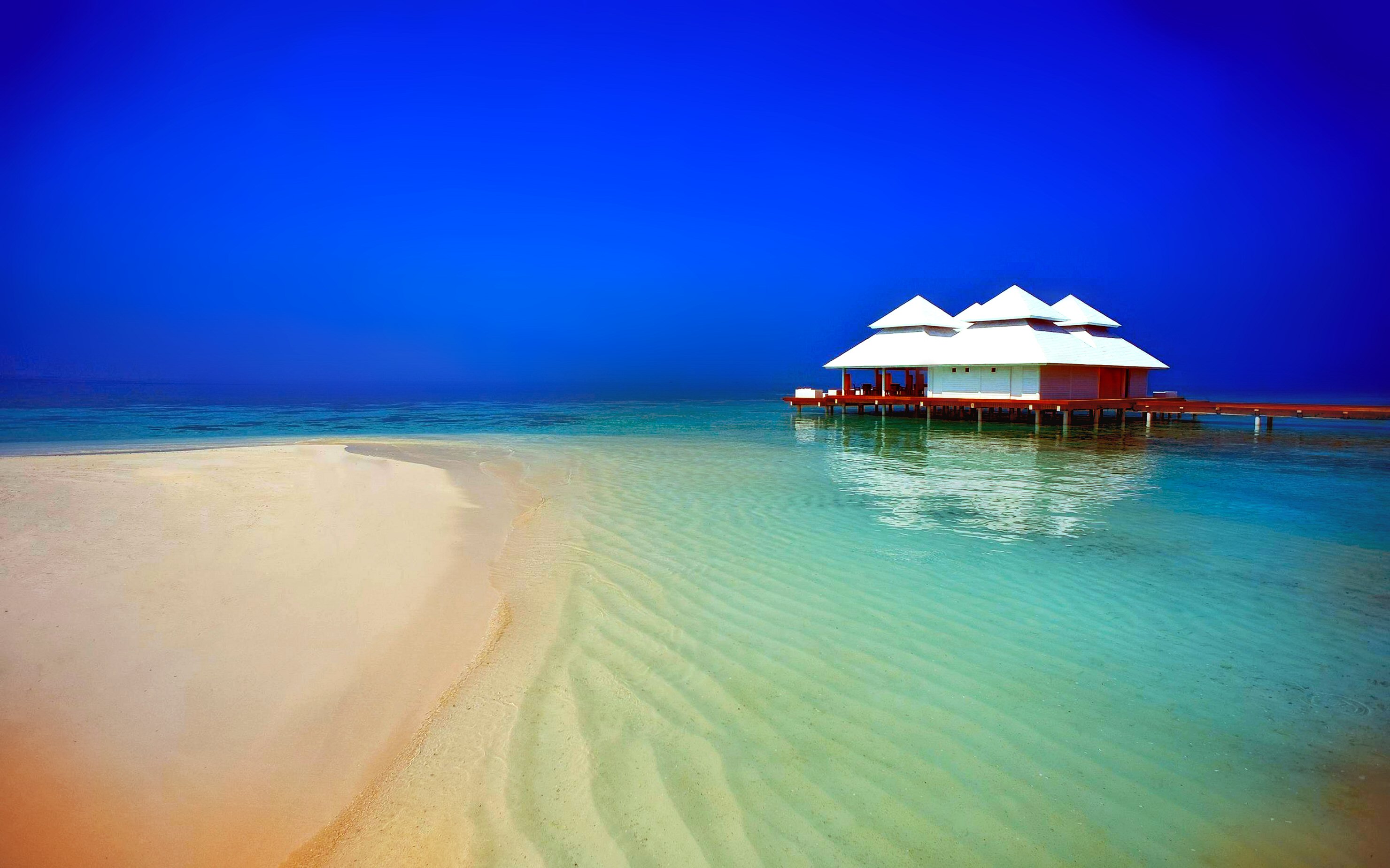 blue, horizon, summer, sea, photography, beach, tropical, villa 5K