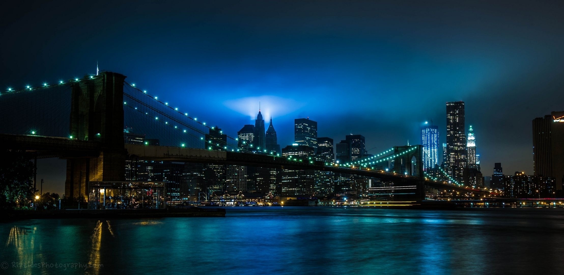 new york, city, night, bridge 3d Wallpaper