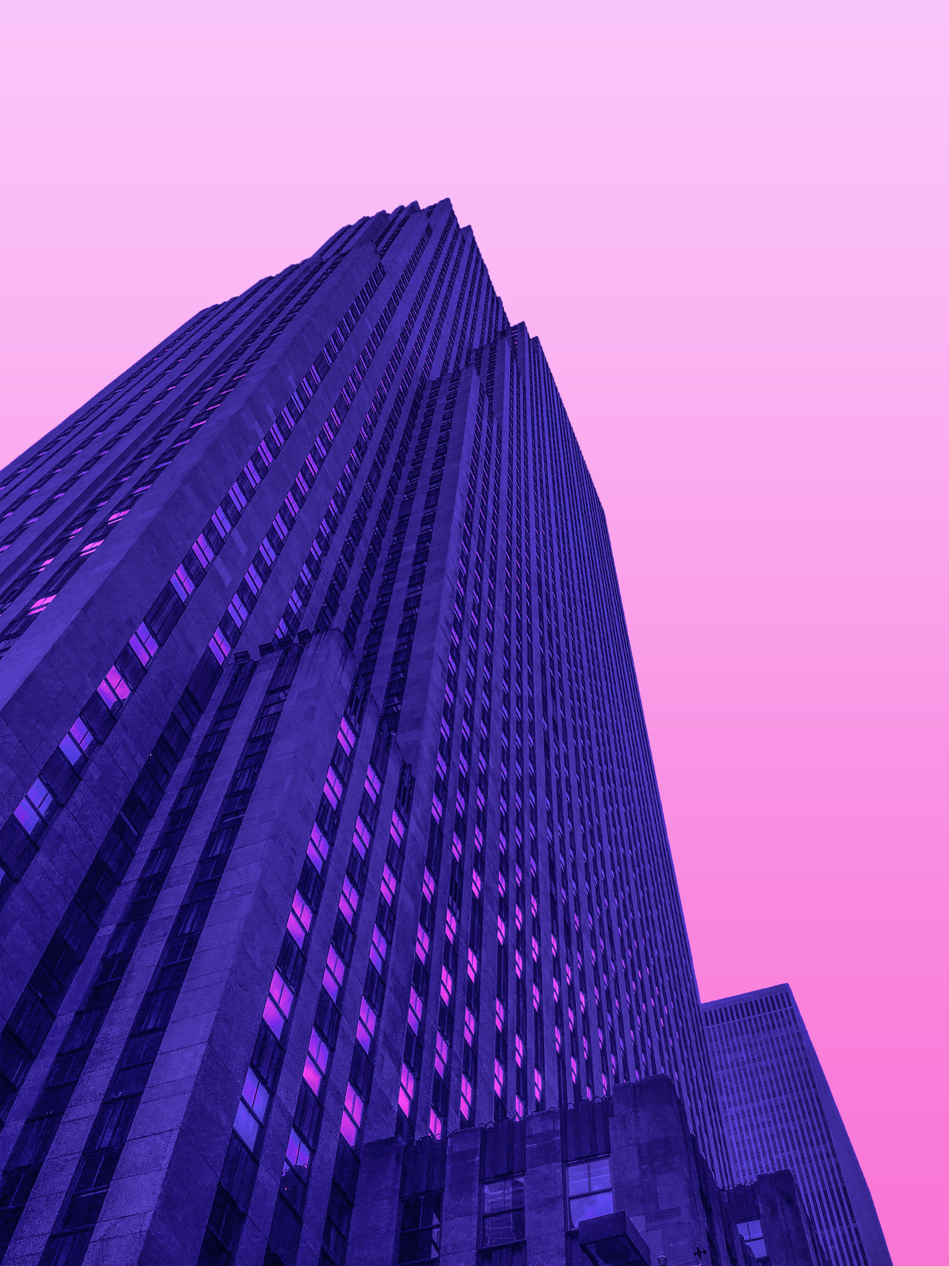 skyscraper, architecture, purple, violet, building, minimalism for android