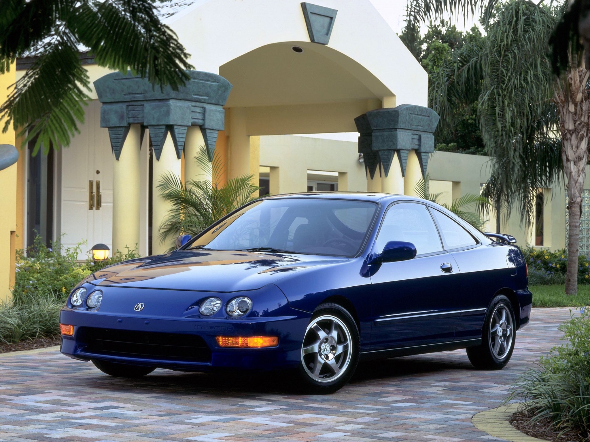 sports, auto, acura, cars, blue, building, front view, coupe, compartment, integra, gs r