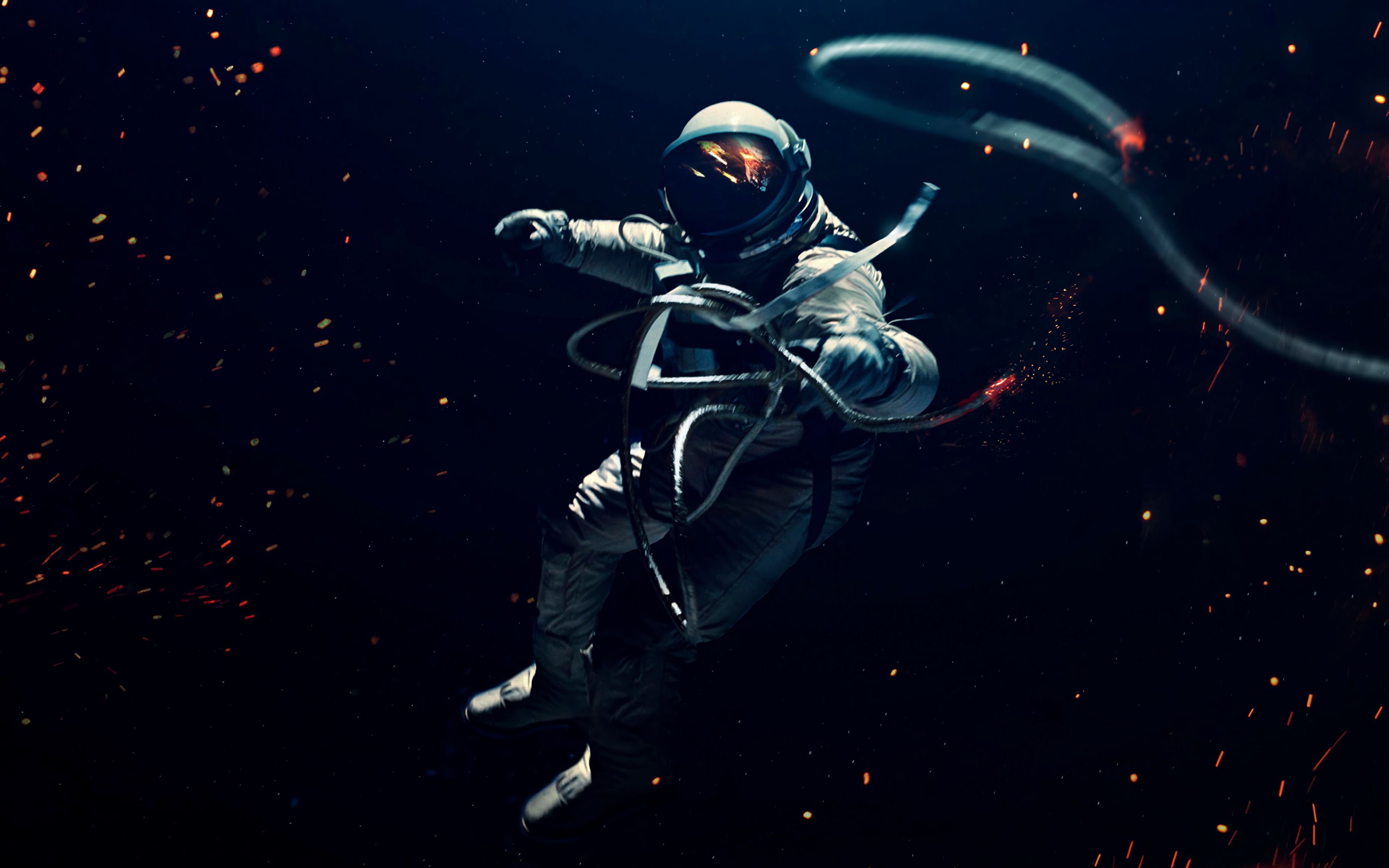 Phone Background universe, astronaut, space suit, gravity