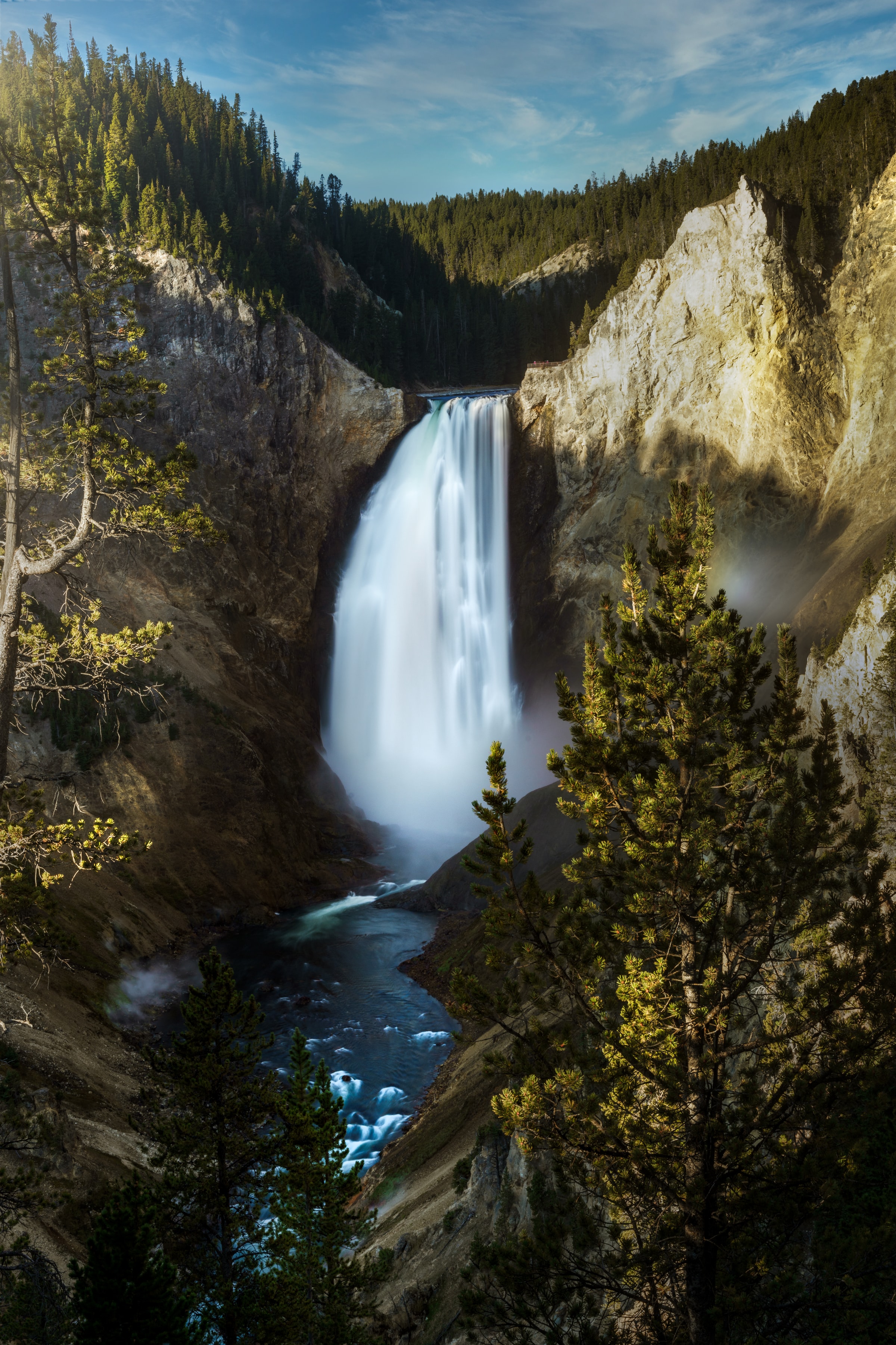 nature, water, precipice, rock, waterfall, forest, break Free Stock Photo
