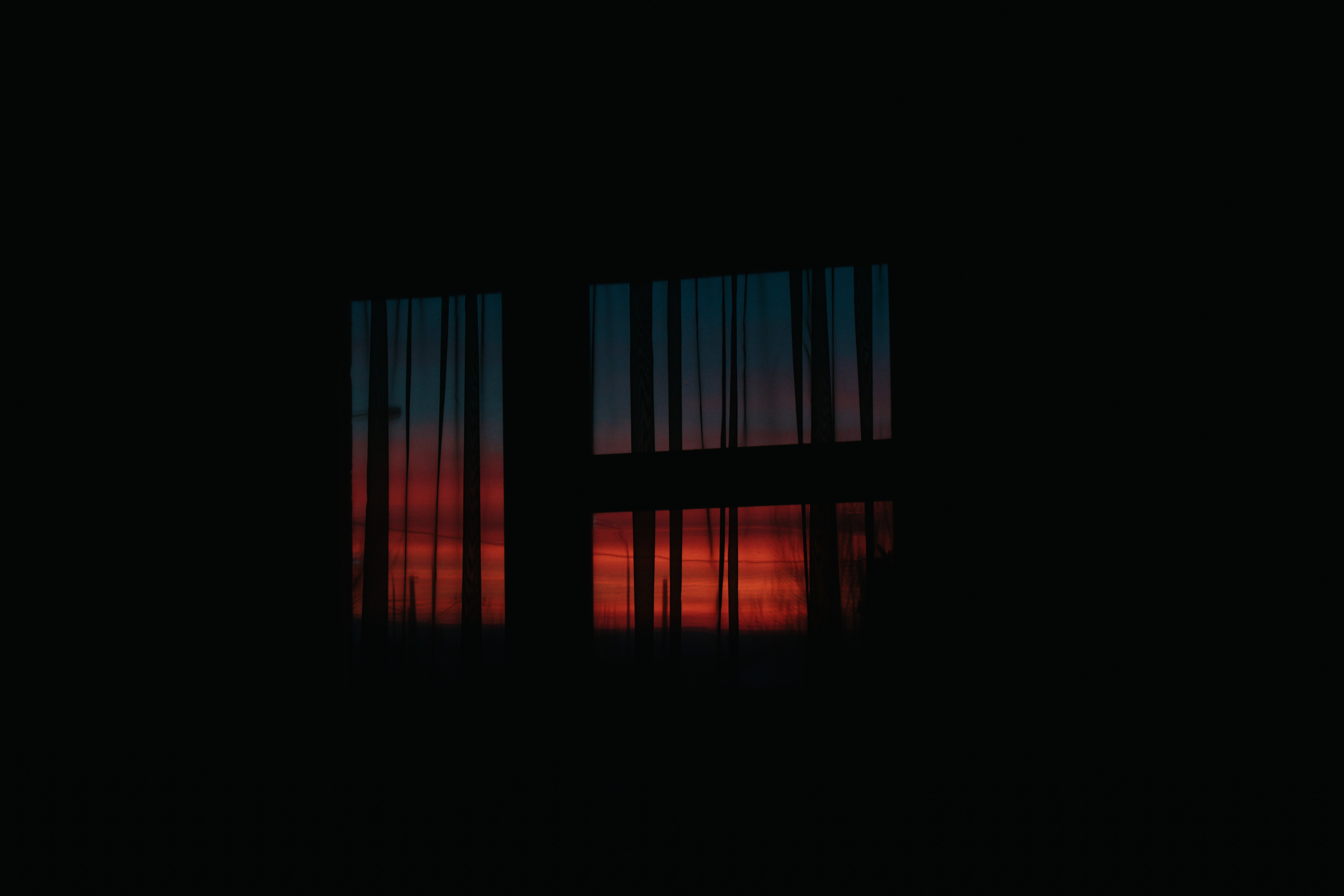QHD wallpaper dusk, twilight, dark, window