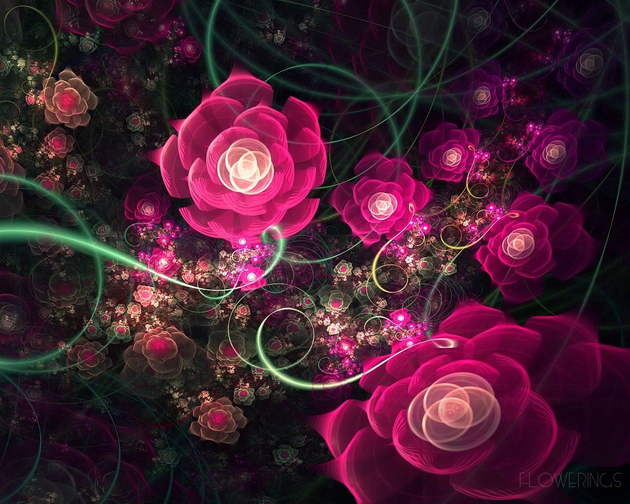 Fractal pink, flowers, abstract, flowering Lock Screen