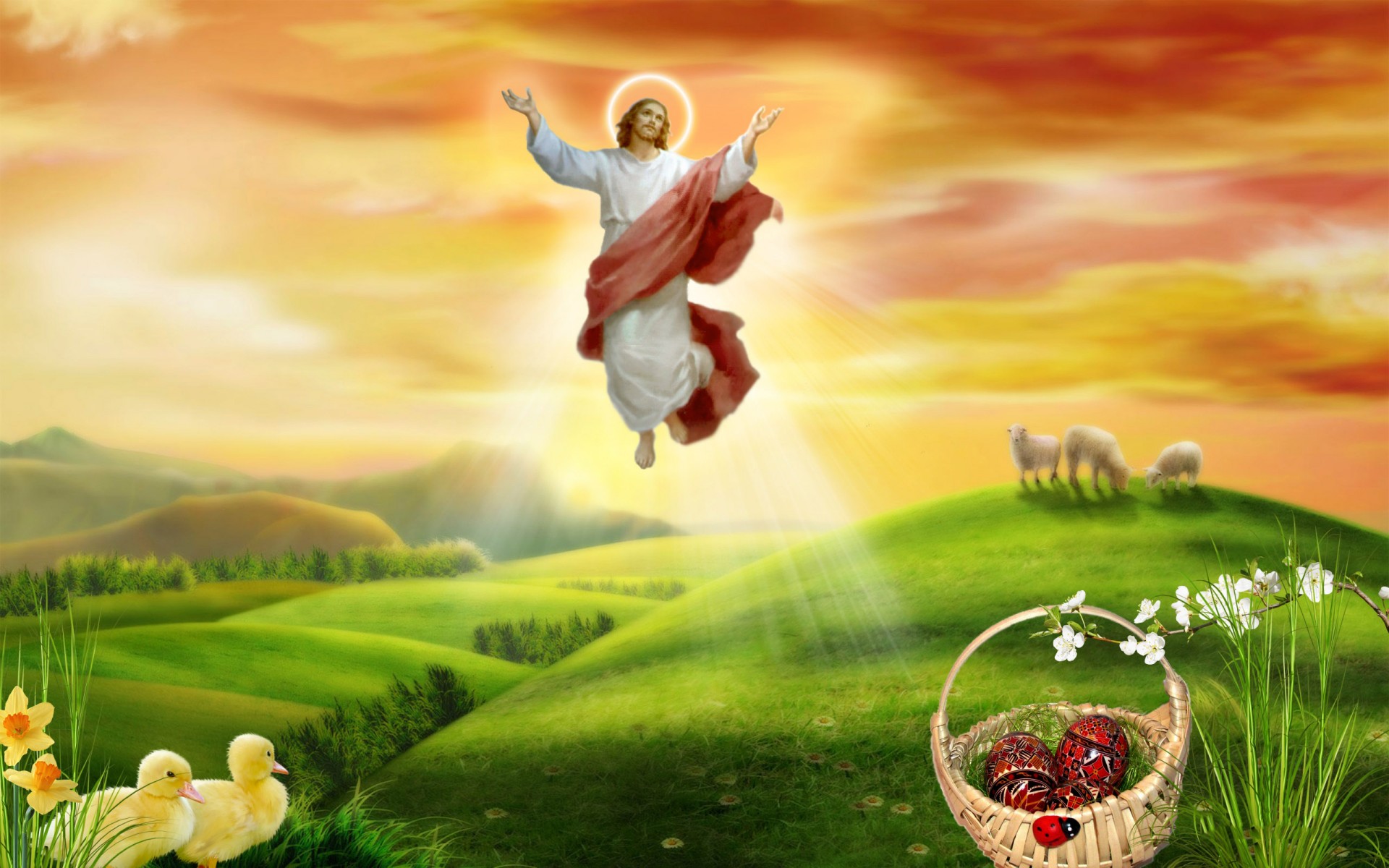 HD desktop wallpaper: Jesus, Duck, Sheep, Religious, Christian download  free picture #956656