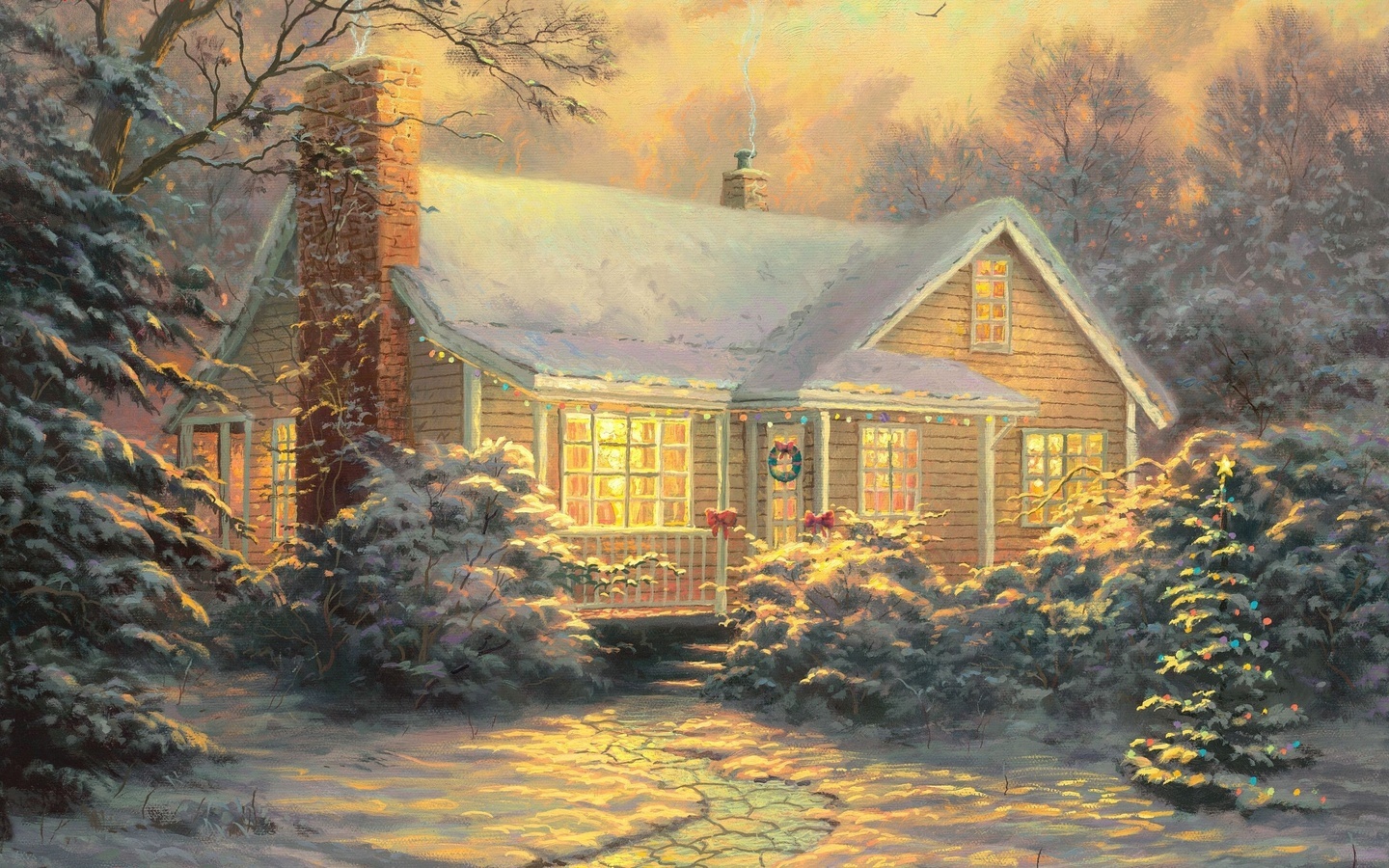 Handy-Wallpaper Landschaft, Winter, Häuser, Neujahr, Weihnachten, Bilder kostenlos herunterladen.