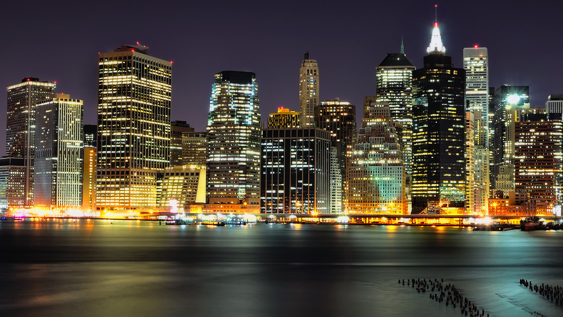 Images & Pictures night, city, skyline, cities Manhattan