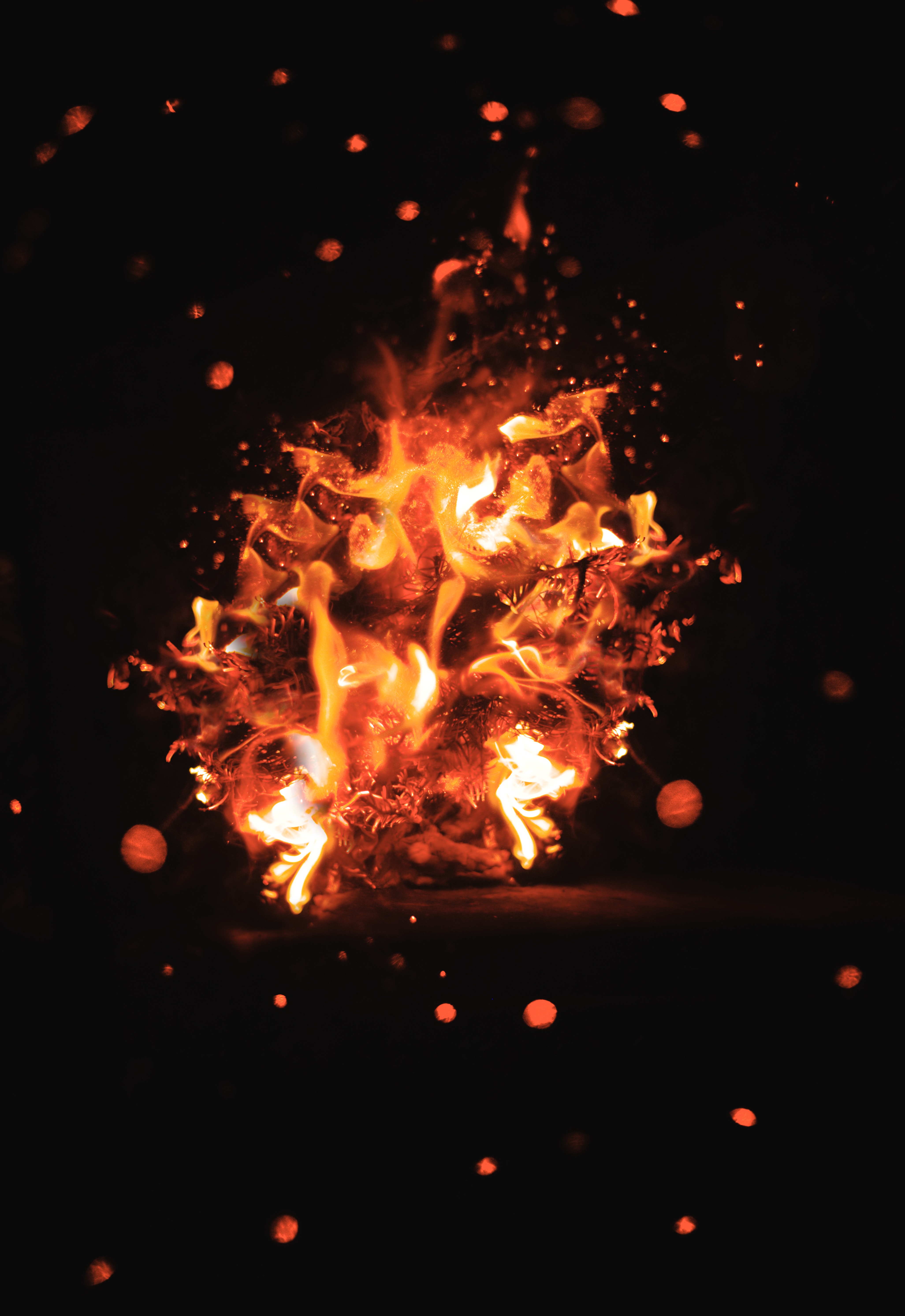 boquet, glare, fire, dark, sparks, bokeh phone background