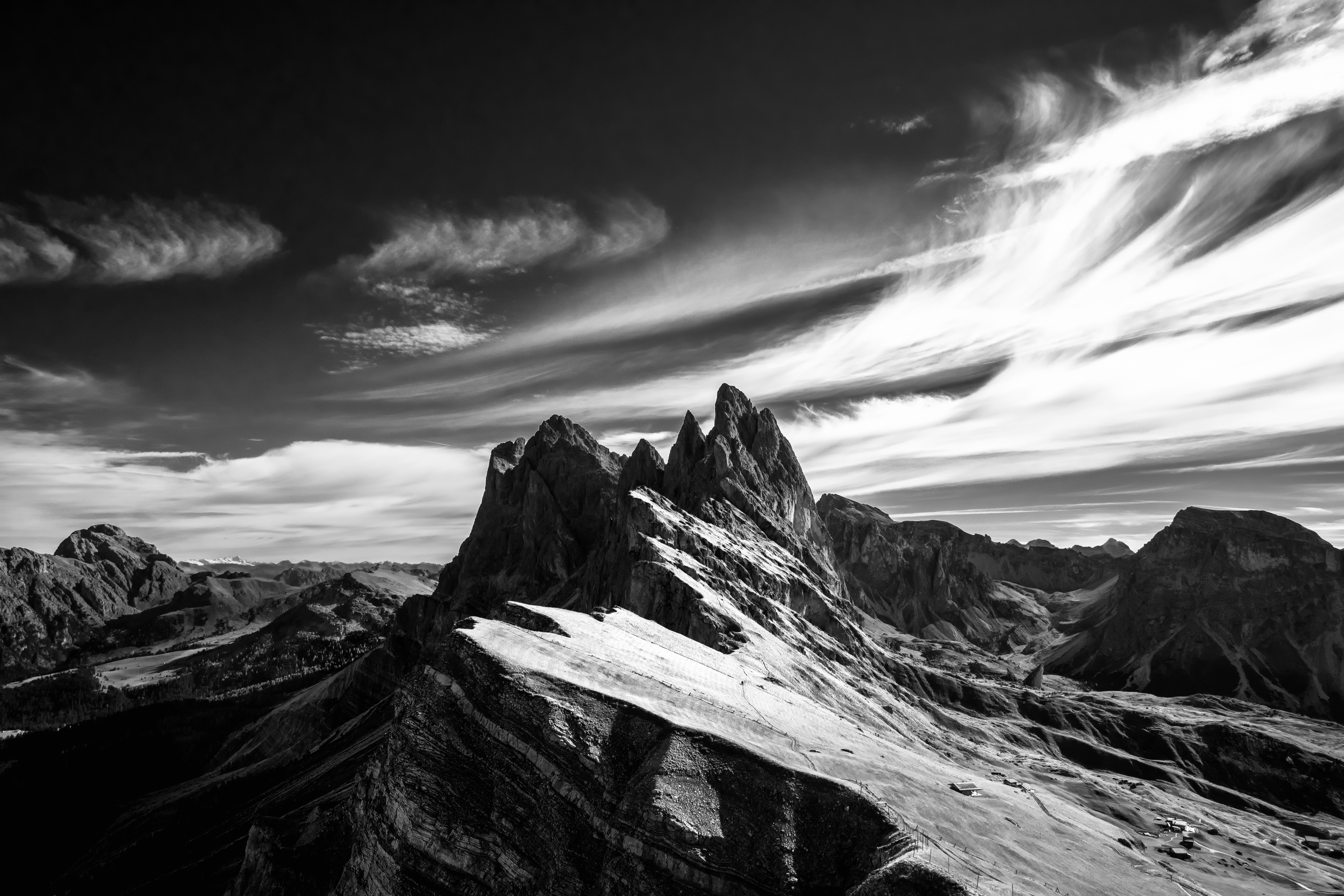 vertex, sky, nature, italy, mountain, top, bw, chb wallpapers for tablet