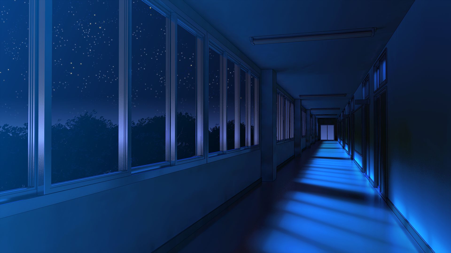Ночной коридор школы