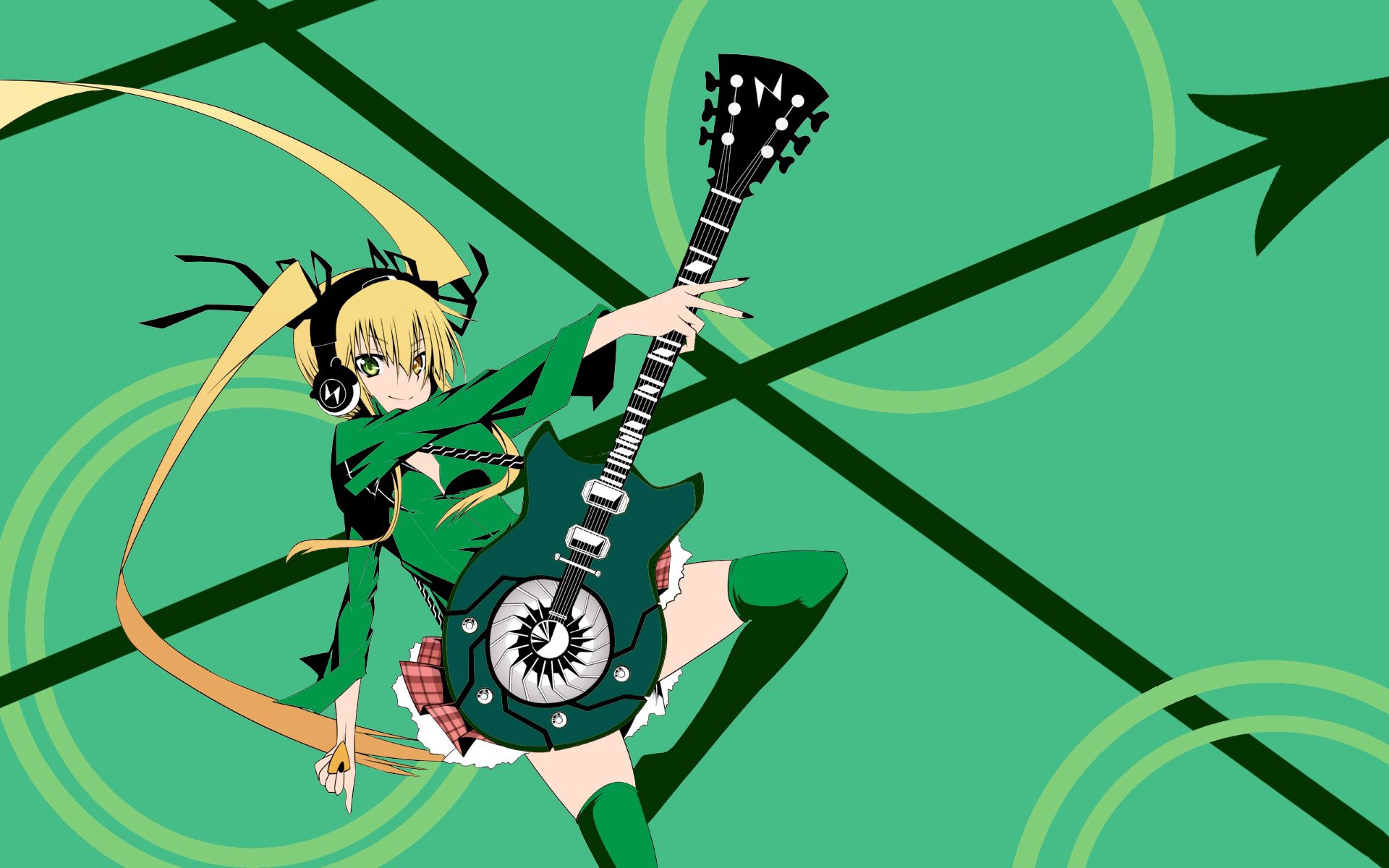 anime, girl, guitar, boot Cell Phone Image