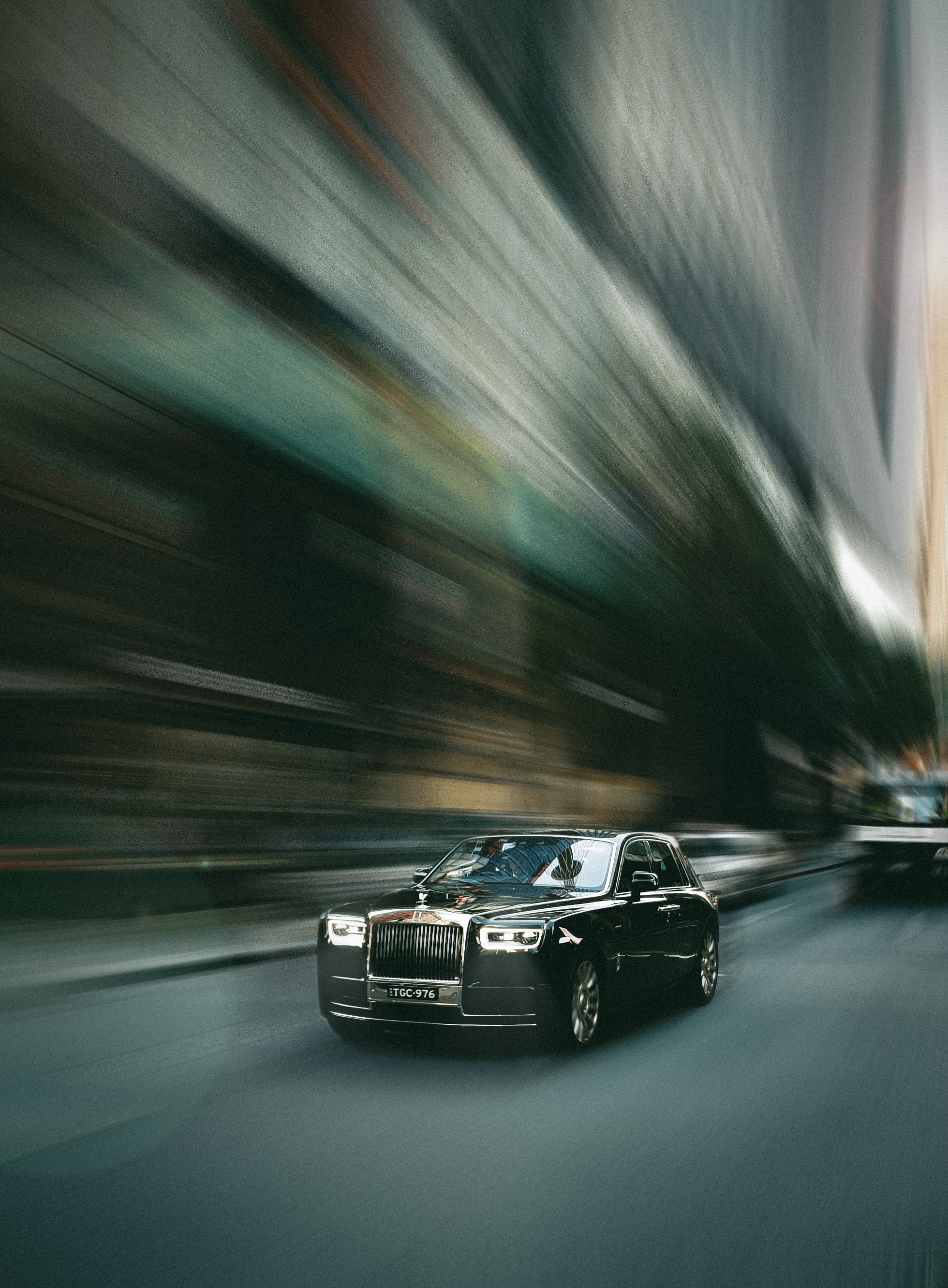 blur, rolls-royce, cars, black, car, smooth, speed, street