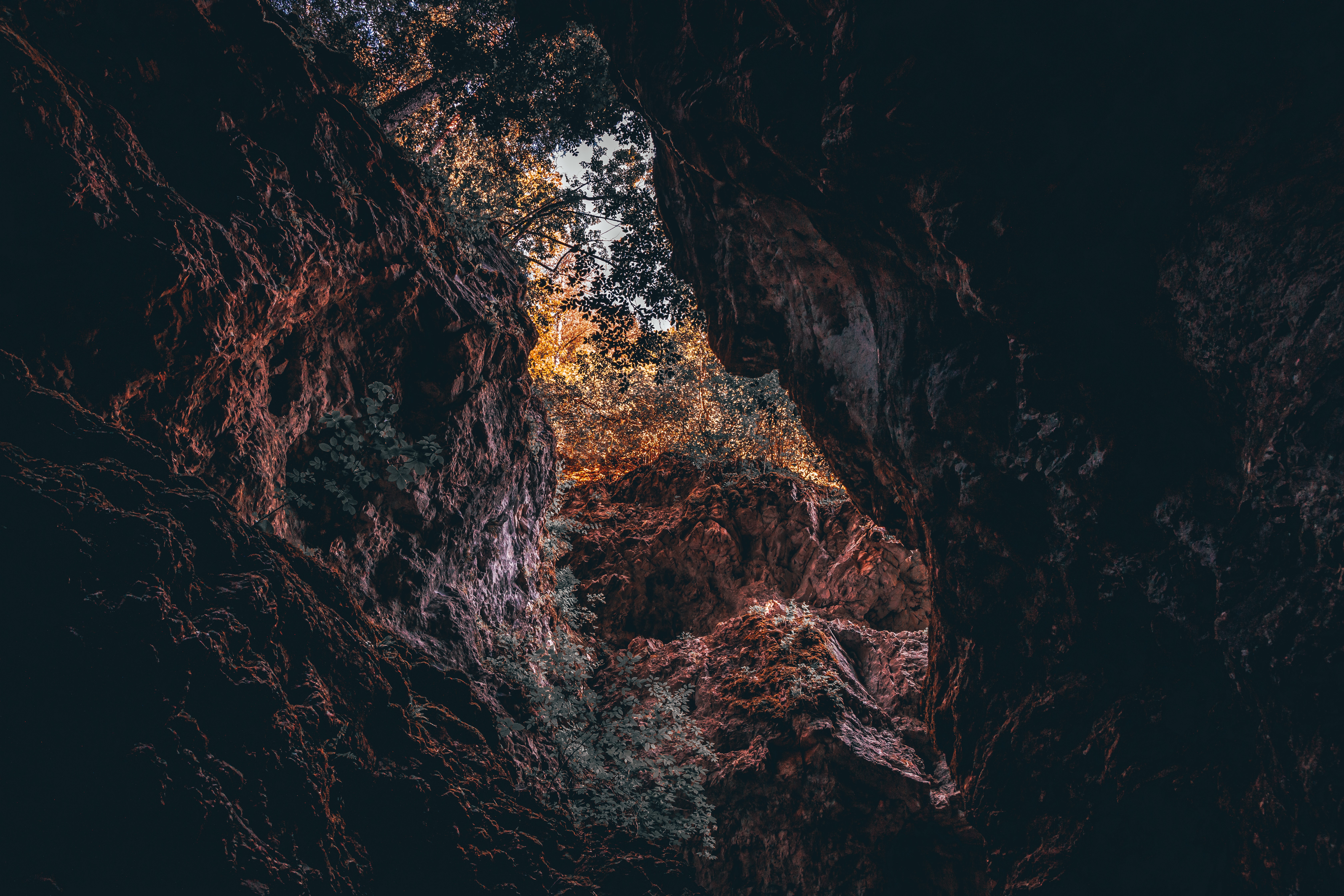 Gorge cave, rocks, mountains, nature Free Stock Photos