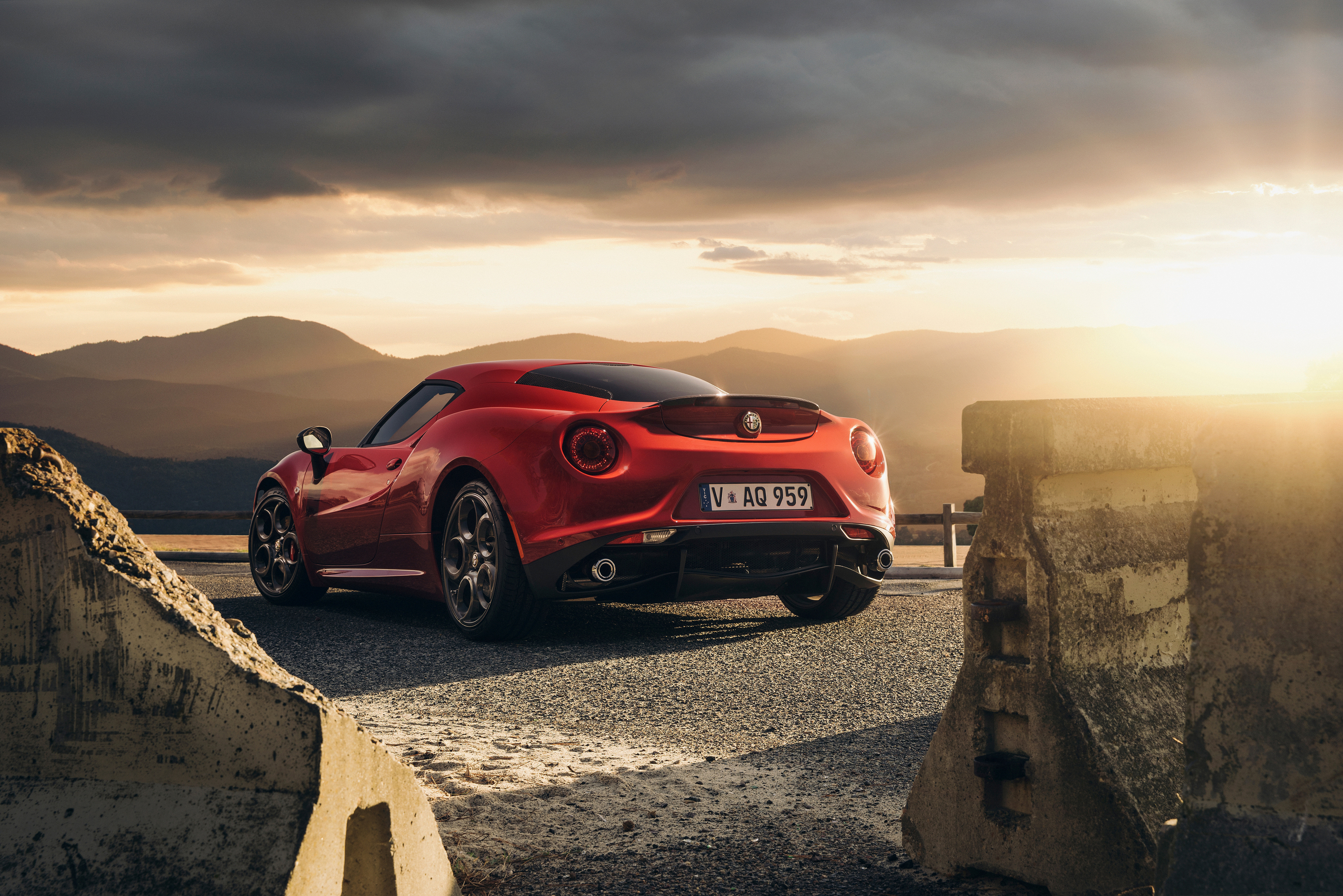 alfa romeo, back view, cars, red, rear view, 4c, launch edition phone wallpaper