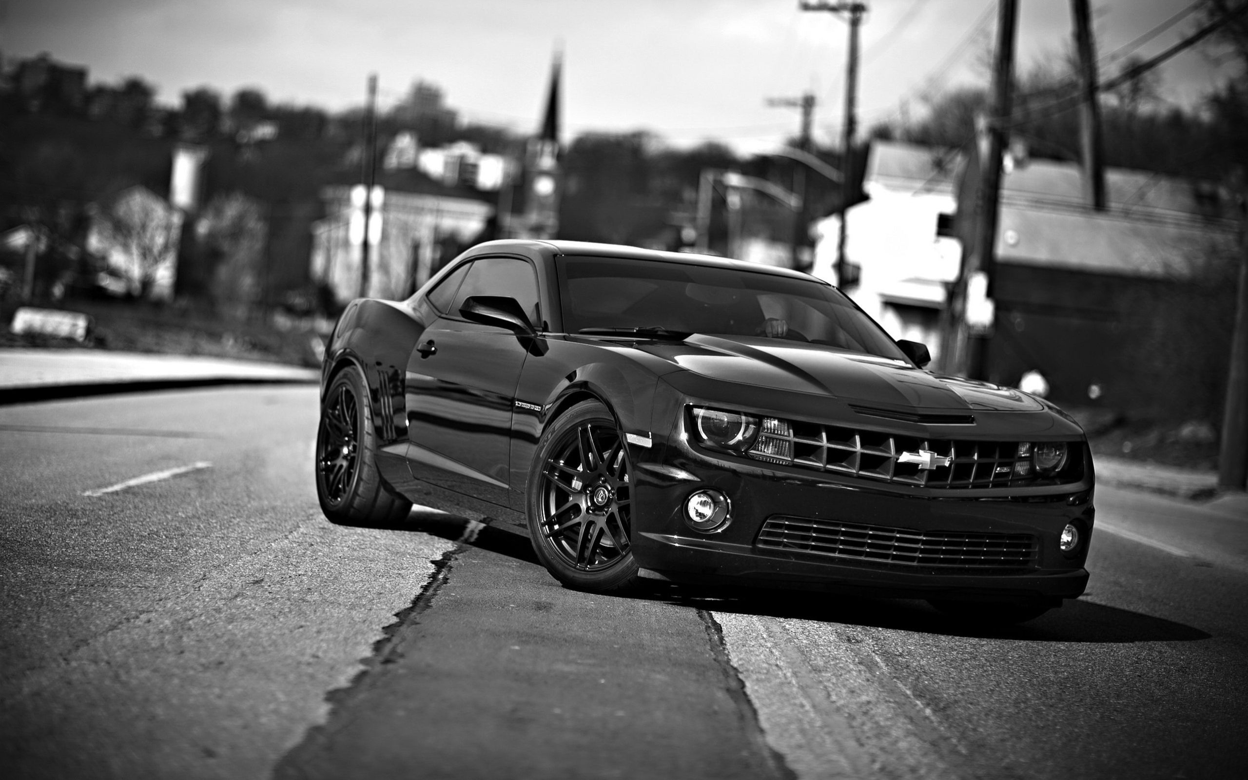 auto, chevrolet camaro, chevrolet, cars, front view, bw, chb