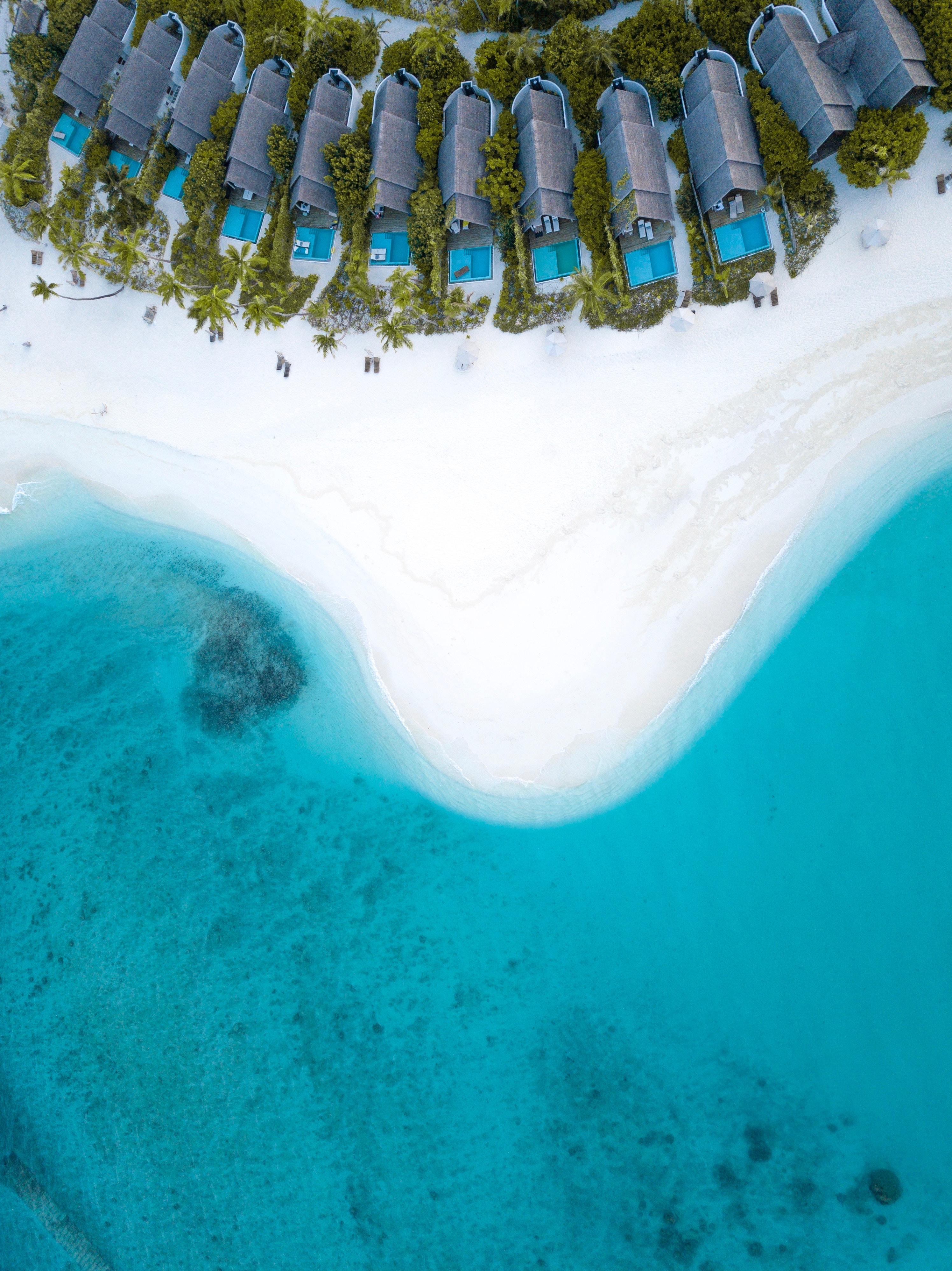 nature, beach, sand, view from above, coast, ocean, paradise, maldives