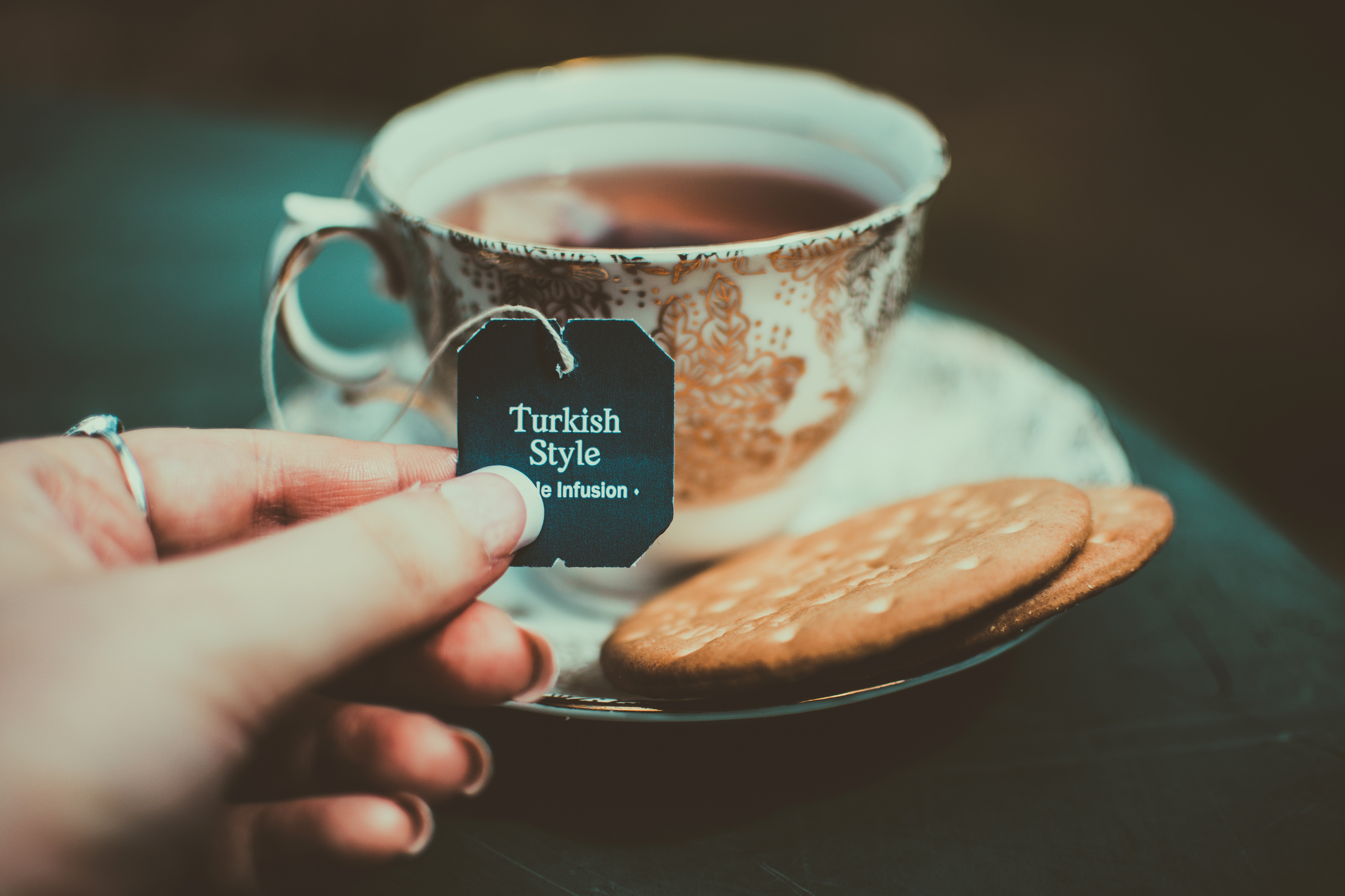 Cookies tea, turkish tea, cup, inscription Free Stock Photos