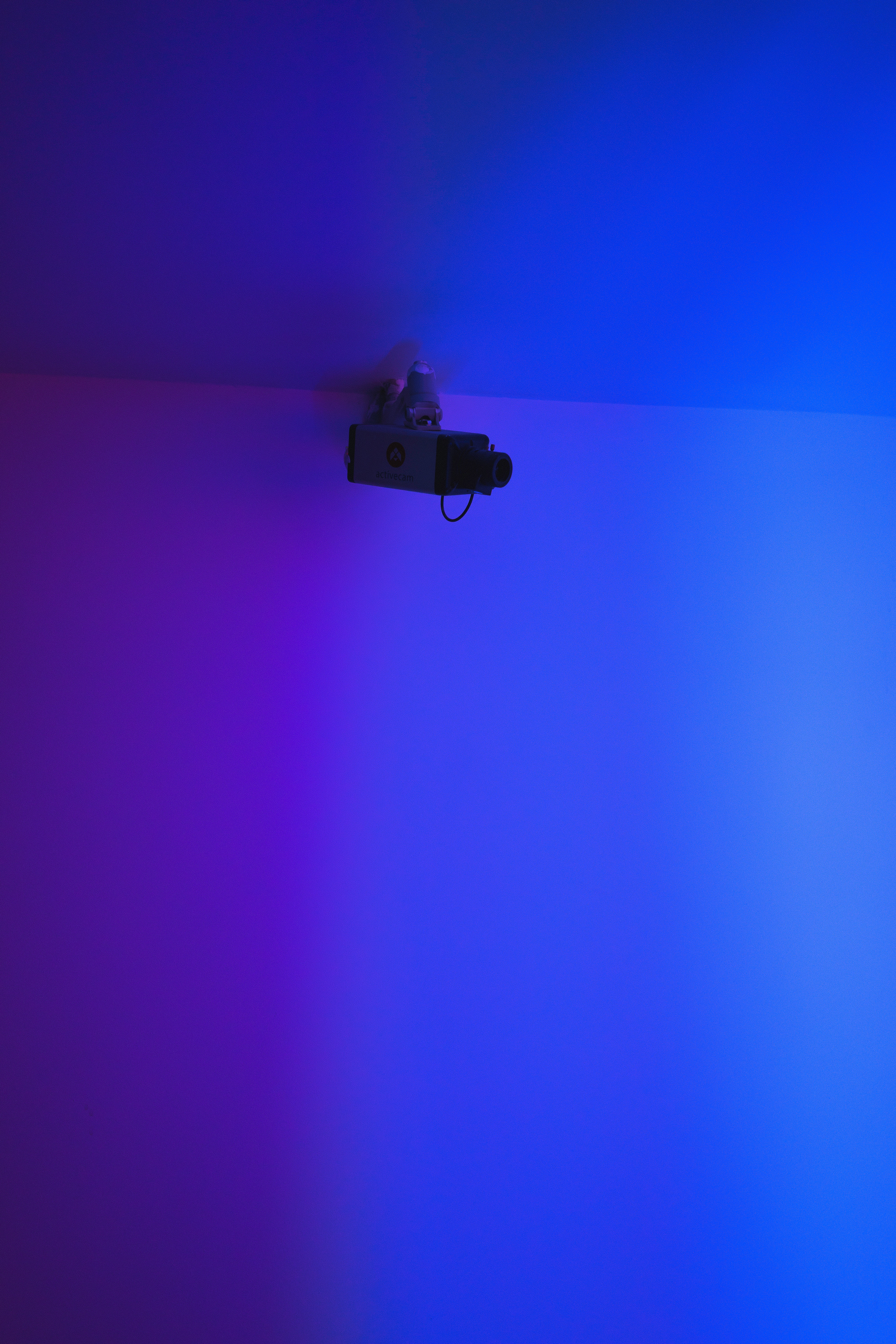 camera, blue, miscellanea, miscellaneous, minimalism, wall, observation