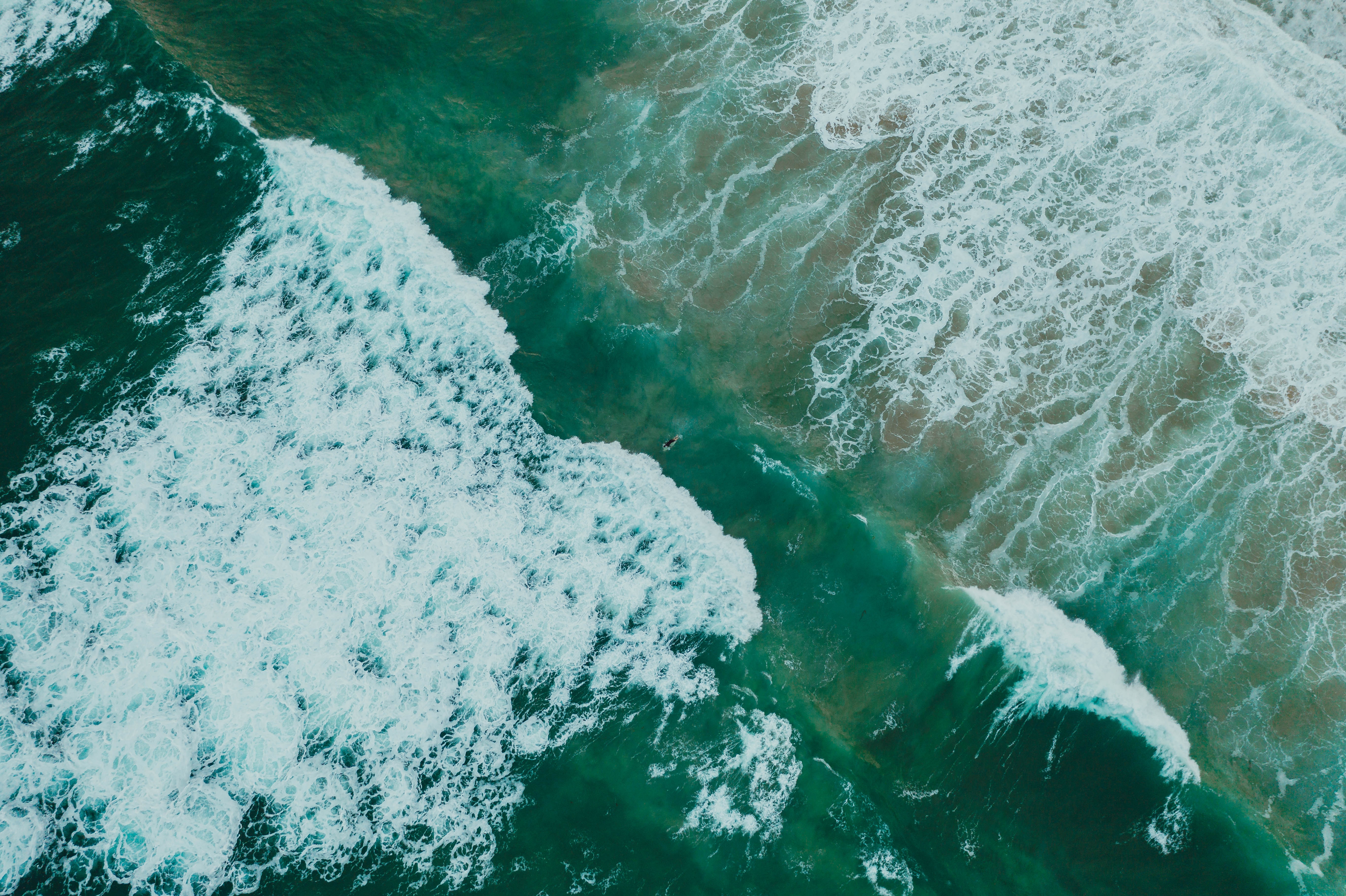 surface, nature, water, waves, view from above, ocean phone background