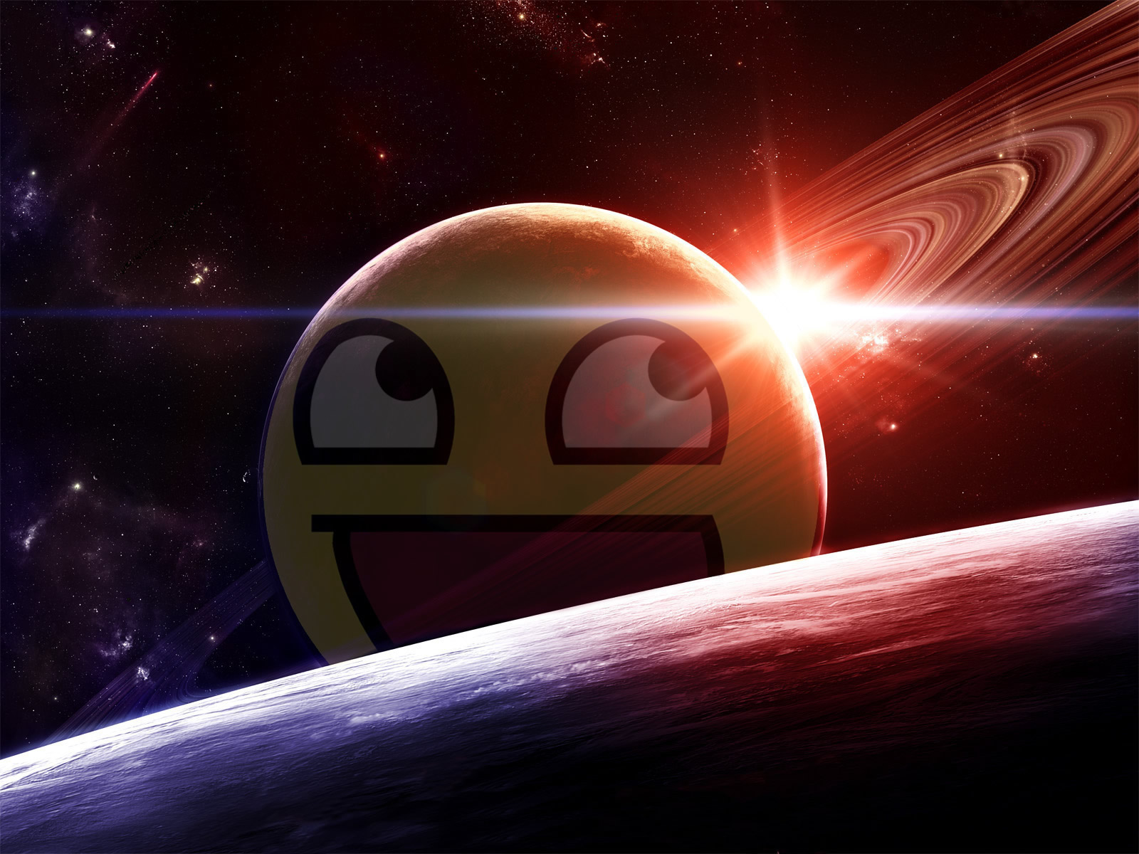 Wallpaper for mobile devices planet, humor, smiley