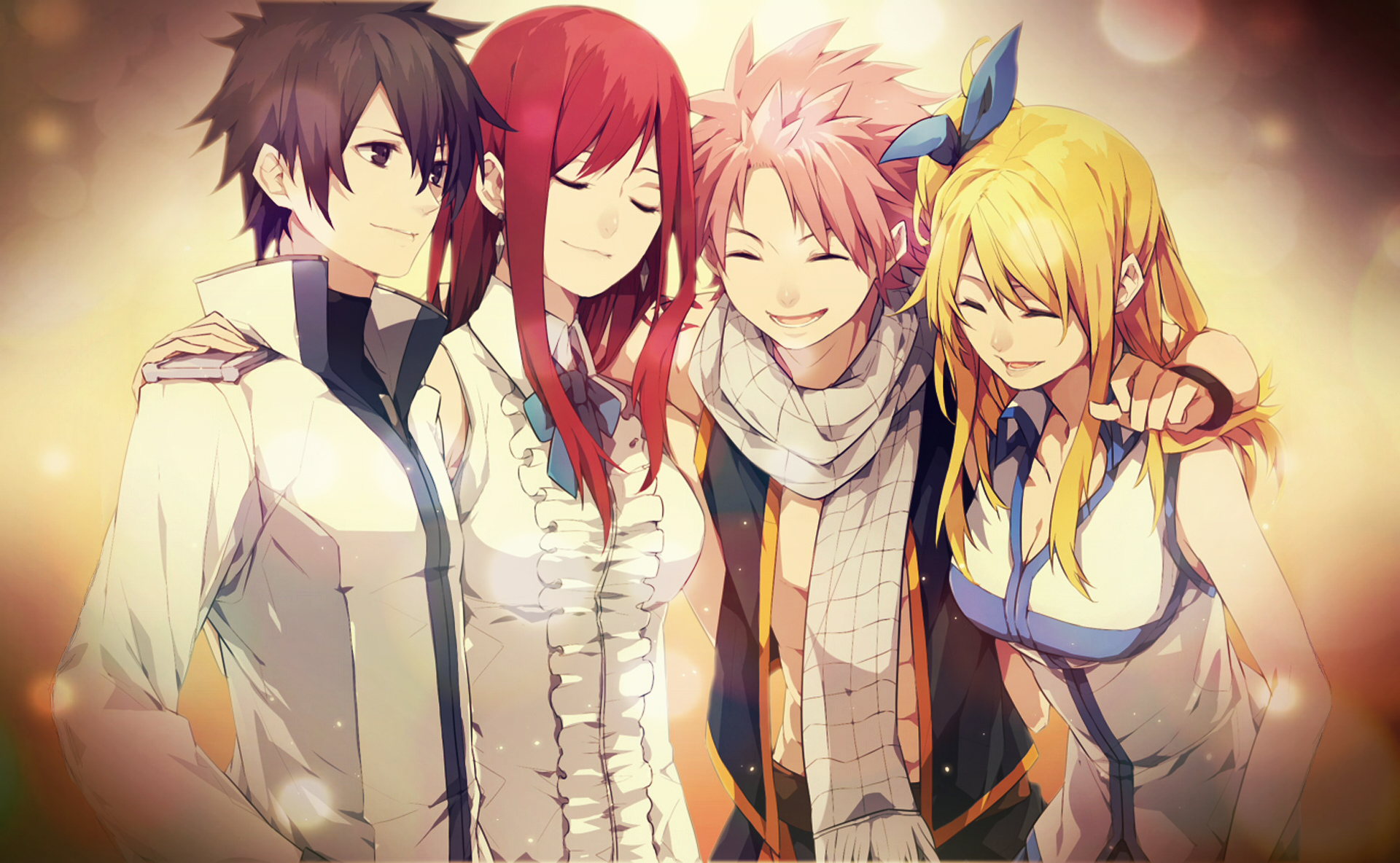 fairy tail, blonde, anime, erza scarlet, gray fullbuster, lucy heartfilia, natsu dragneel, pink hair, red hair images