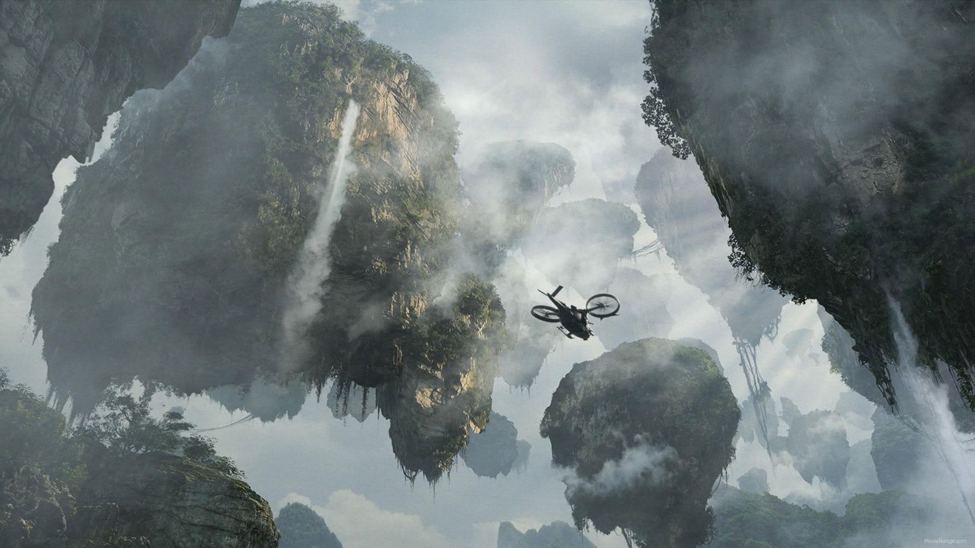 avatar, skyline, movie, floating island, helicopter, nature, cloud 8K