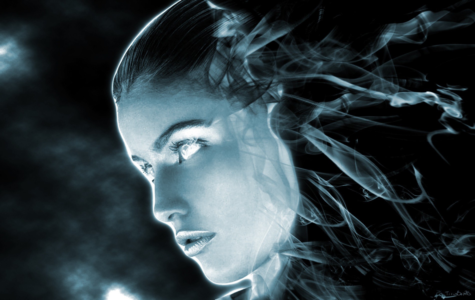 women, fantasy, ghostly girl, face Vertical Wallpapers