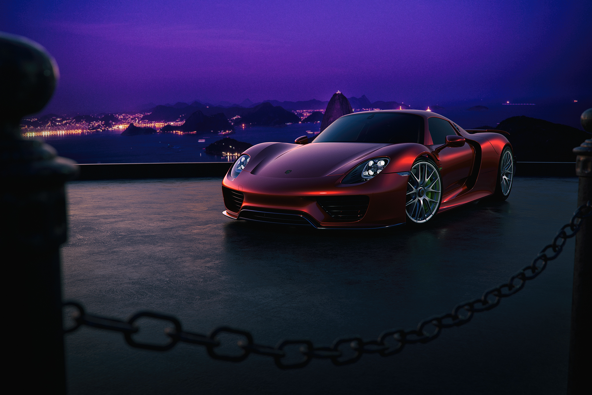 cars, porsche, night, 918, side view for android