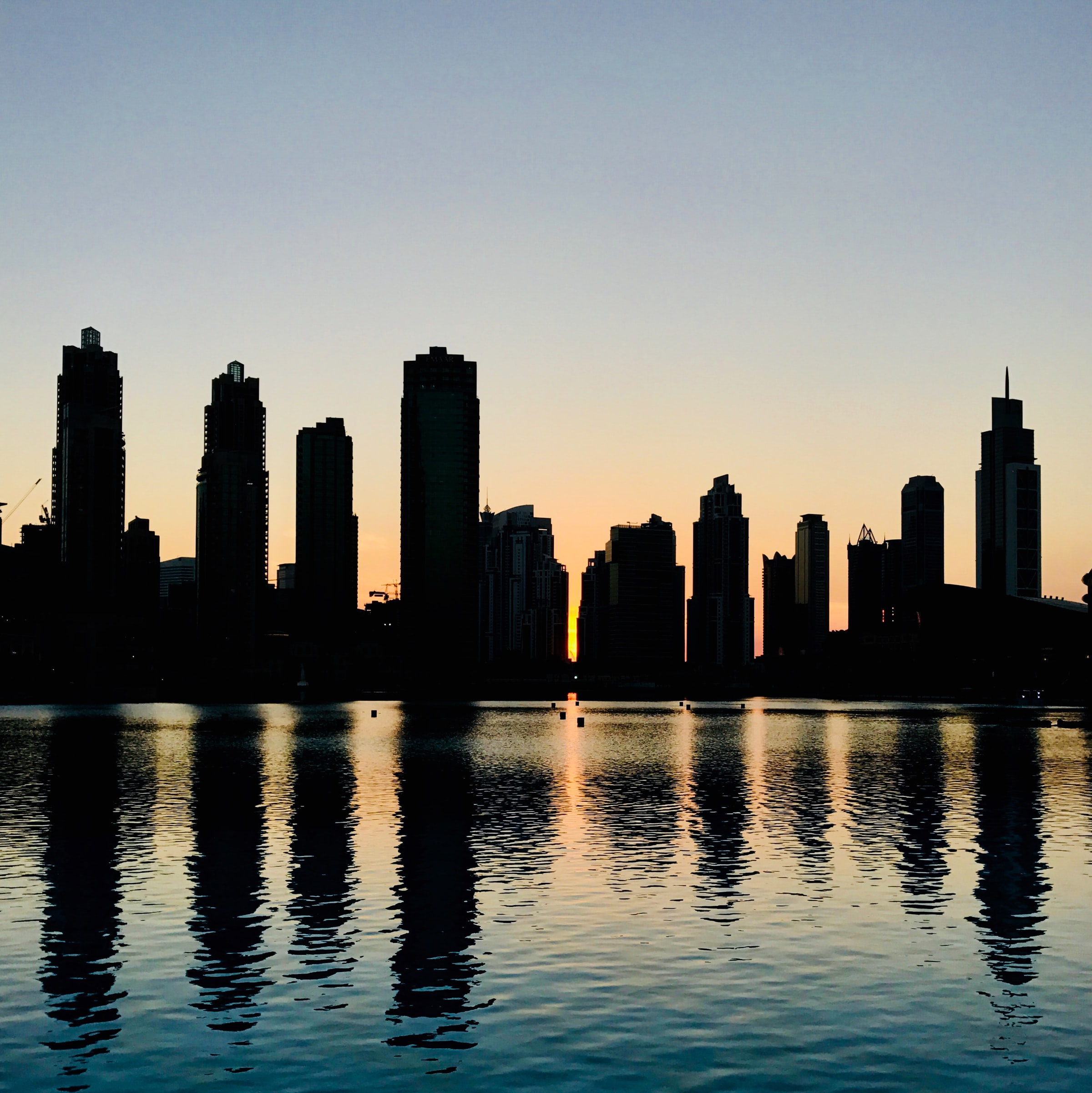 cities, water, city, building, glare, silhouette, skyscrapers