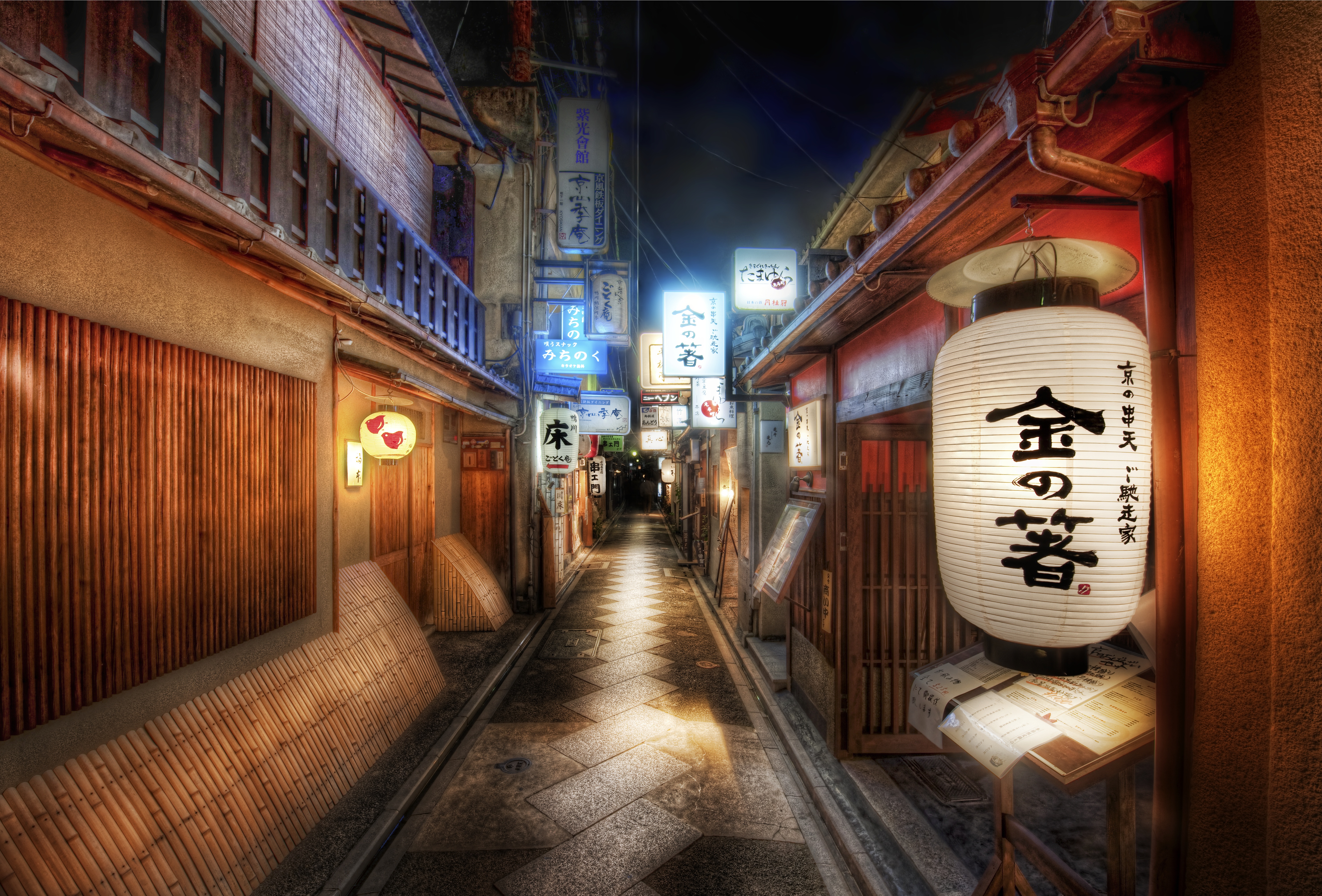 japan, night, alley, cities, man made, kyoto, lantern mobile wallpaper