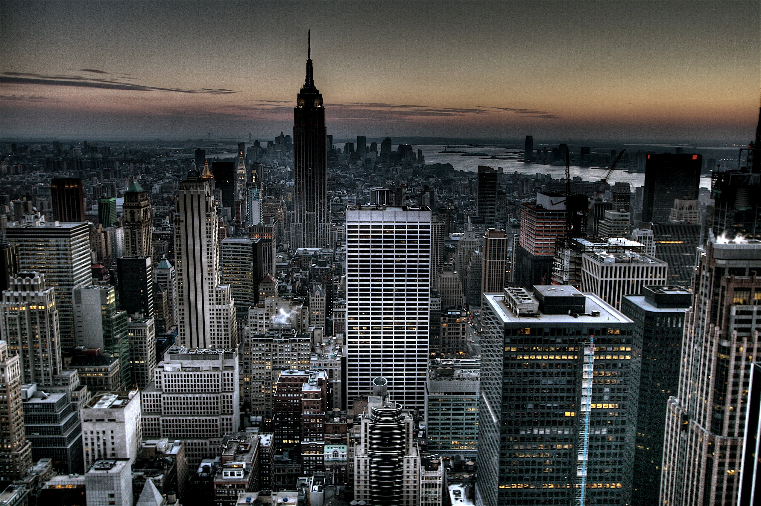 155301 скачать обои сша, города, небоскребы, вечер, нью йорк - заставки и картинки бесплатно