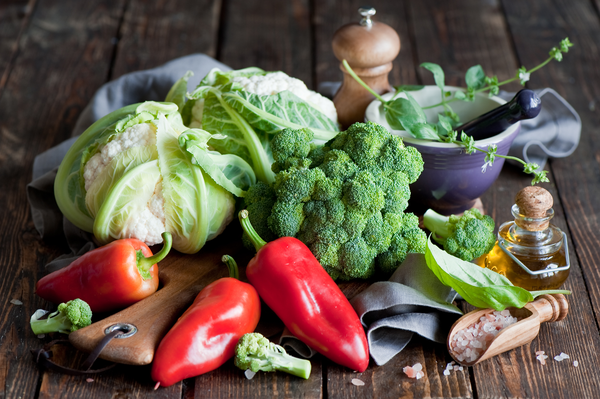 Laden Sie das Lebensmittel, Gemüse, Pfeffer, Kohl, Brokkoli-Bild kostenlos auf Ihren PC-Desktop herunter