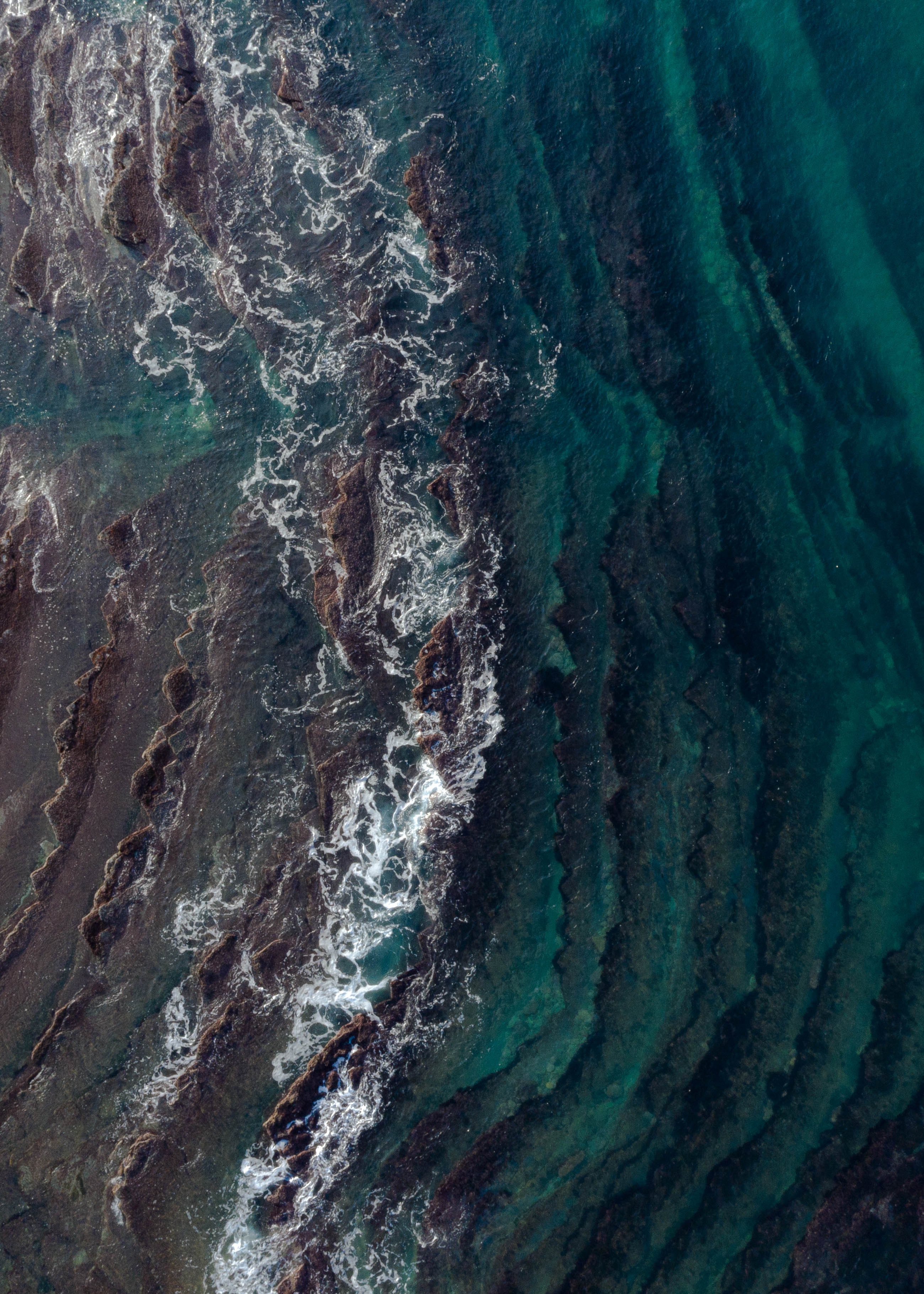 nature, view from above, water, waves HD wallpaper
