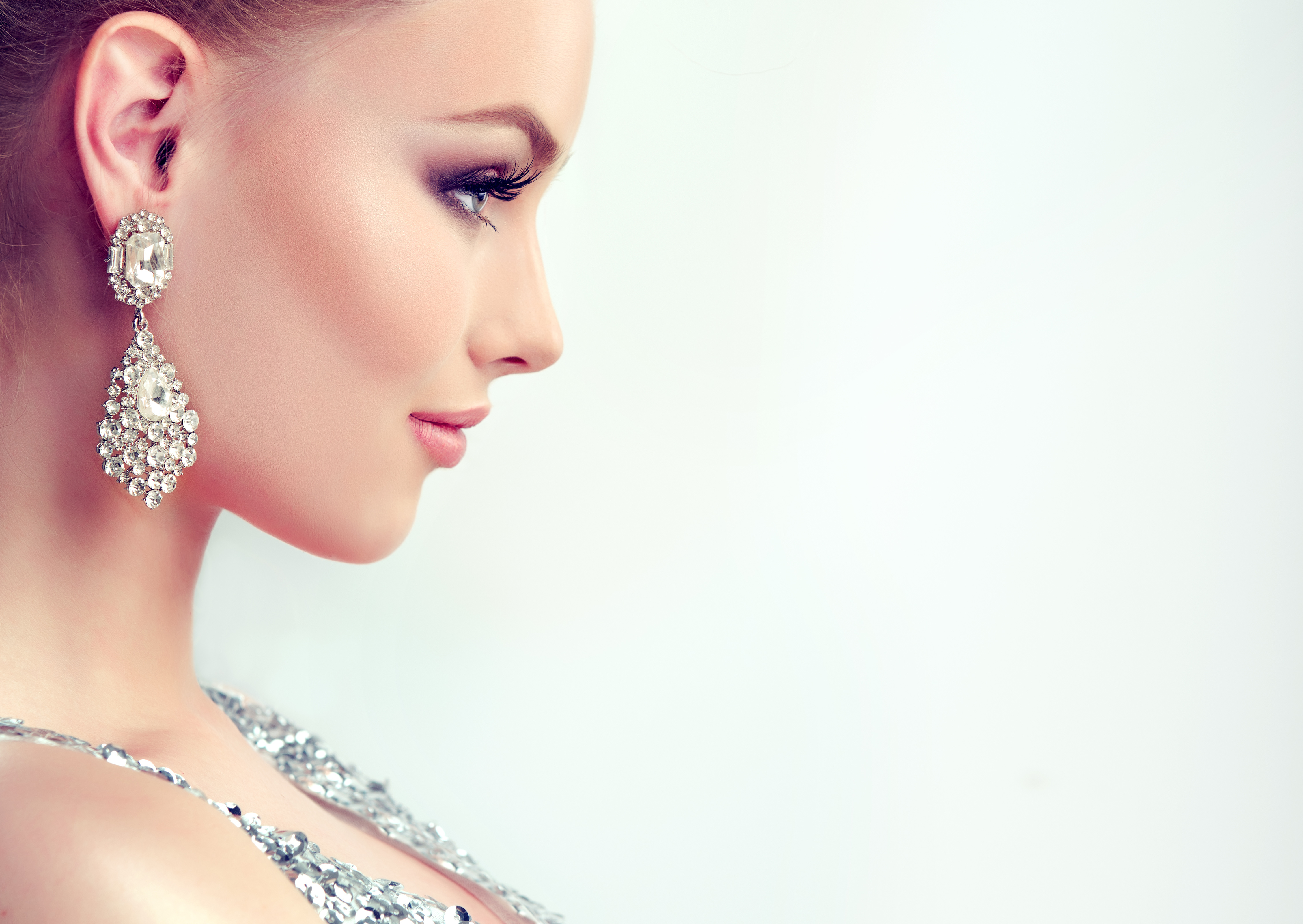 HD desktop wallpaper: Portrait, Profile, Face, Model, Women, Earrings,  Makeup download free picture #1003242