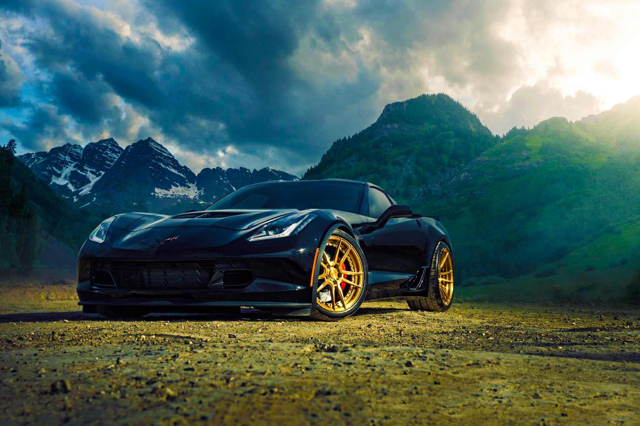 wallpapers side view, mountains, chevrolet, cars, blue, corvette, z06