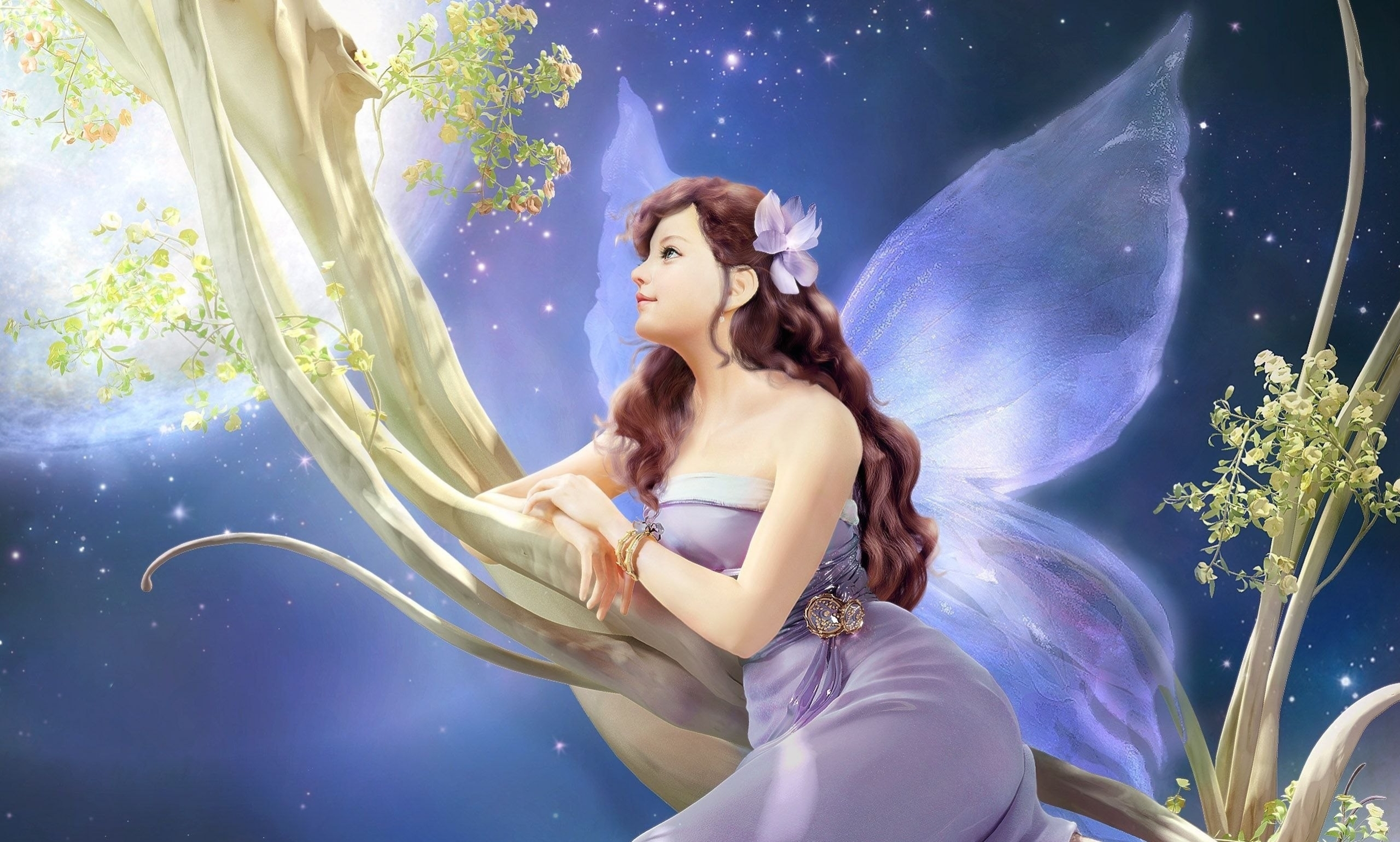 fairy, fantasy, wood, tree, girl phone background