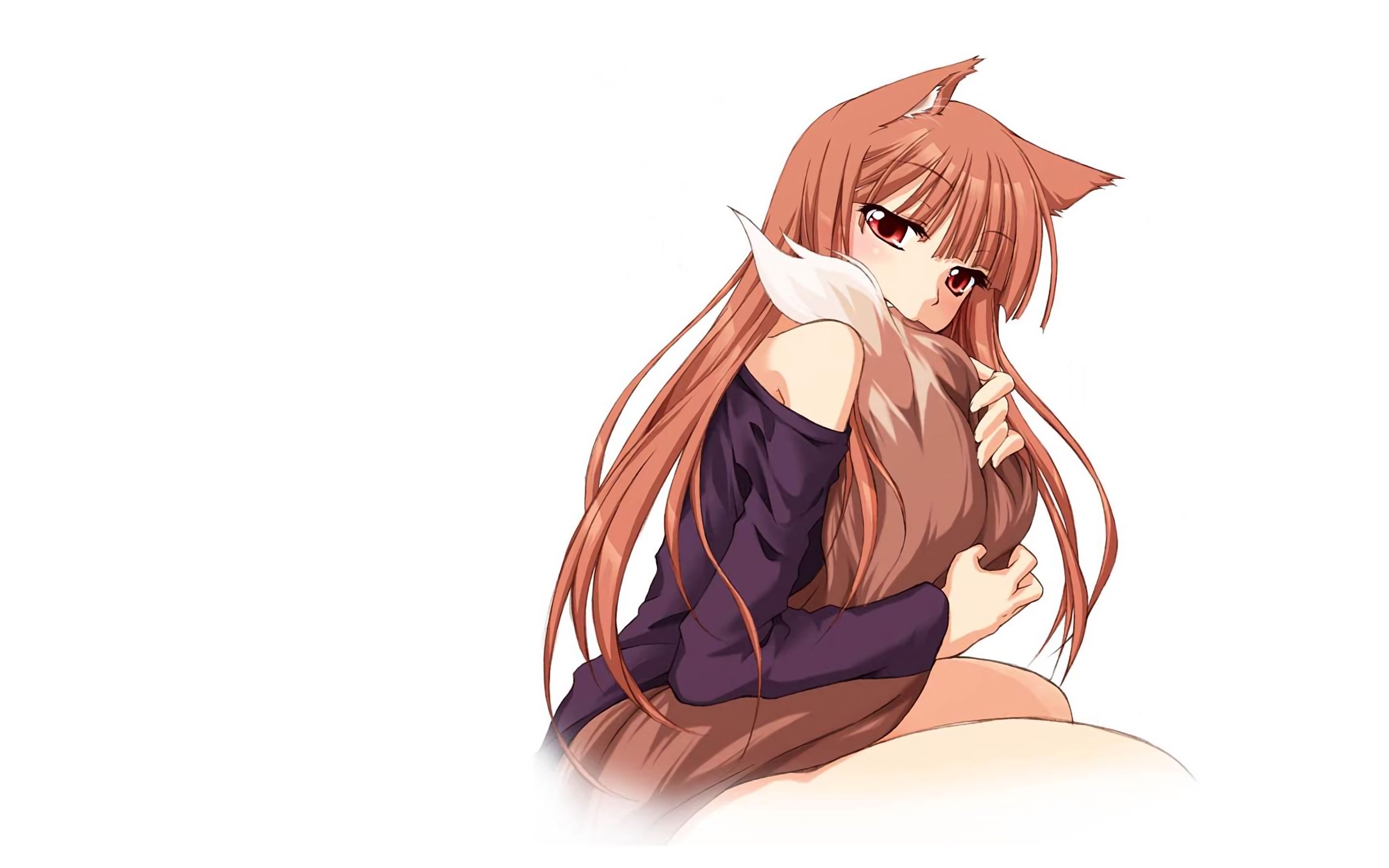 animal ears, long hair, anime, spice and wolf, brown hair, holo (spice & wolf), ookami to koushinryou, red eyes, tail phone background