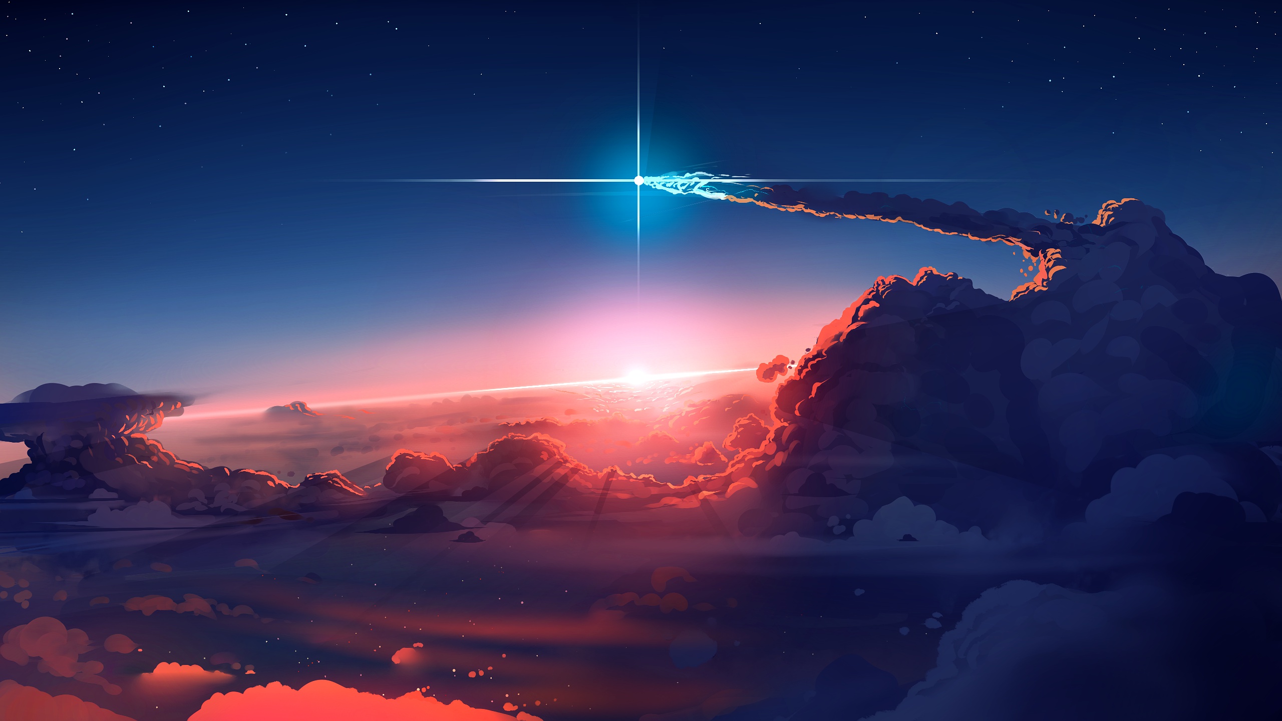 iPhone Wallpapers cloud, sci fi, sunset, sky Comet