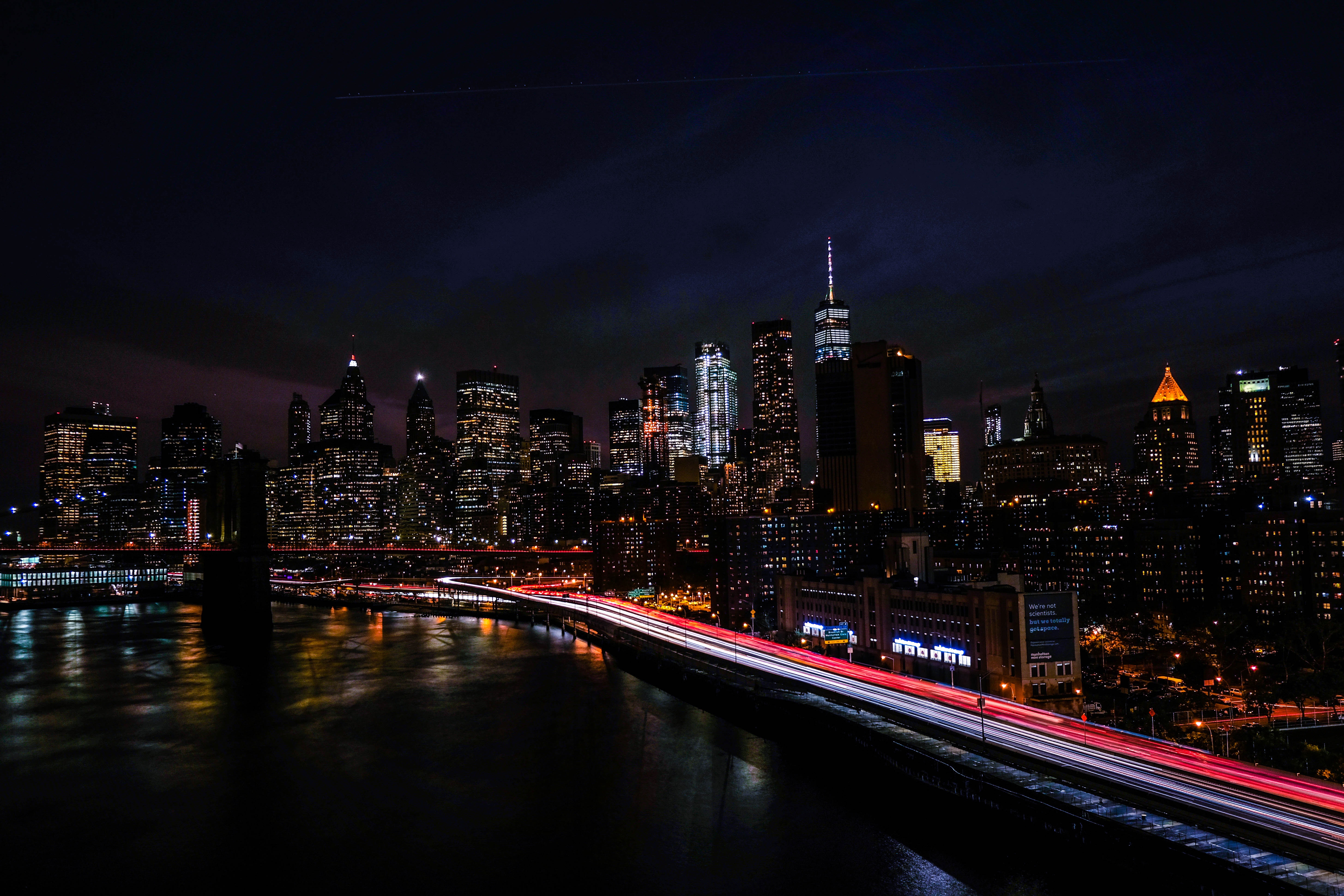 111801 скачать обои ночной город, города, берег, небоскребы, сша, нью-йорк - заставки и картинки бесплатно