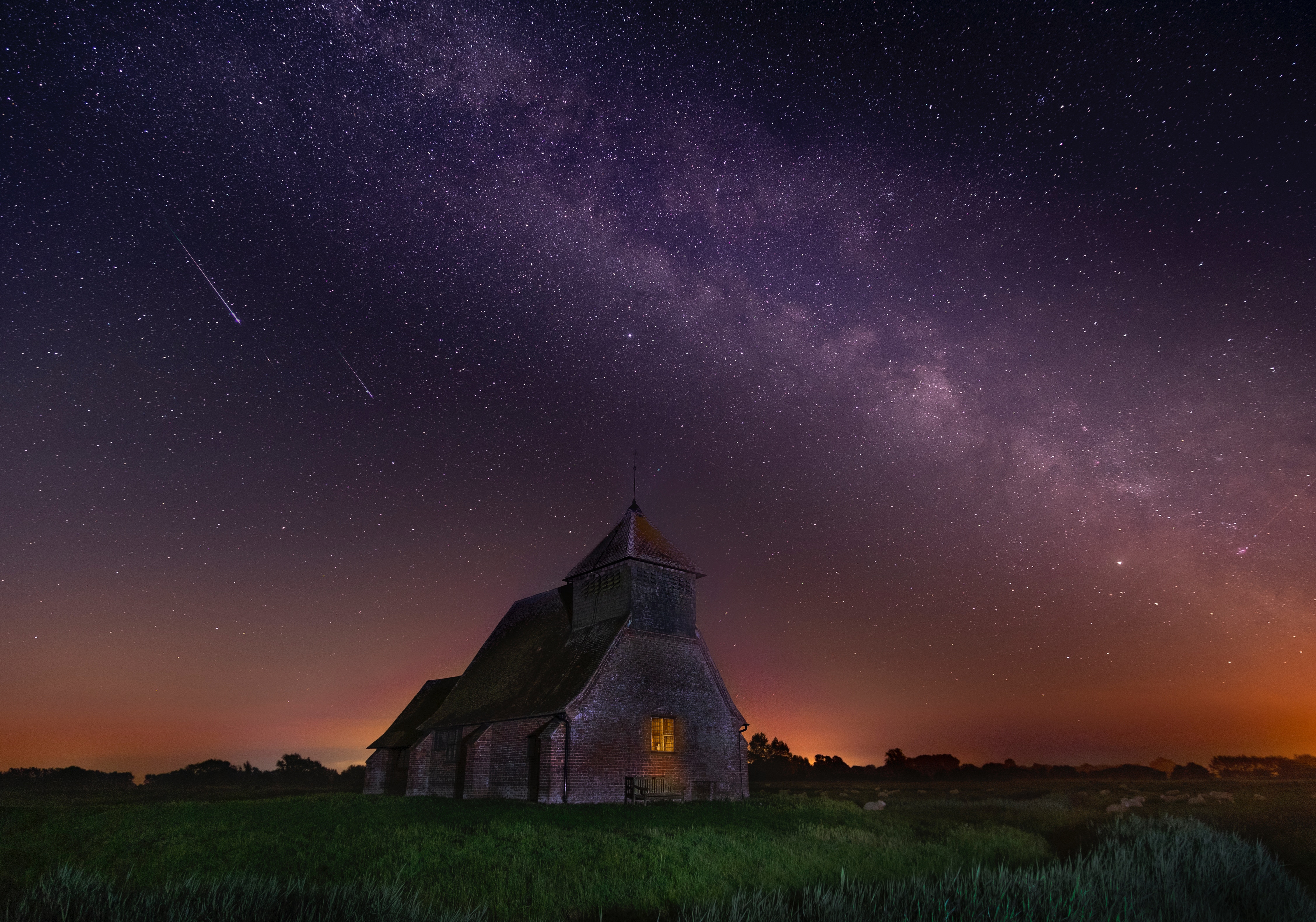 church, nature, great britain, night, structure, starry sky, united kingdom, fairfield for android