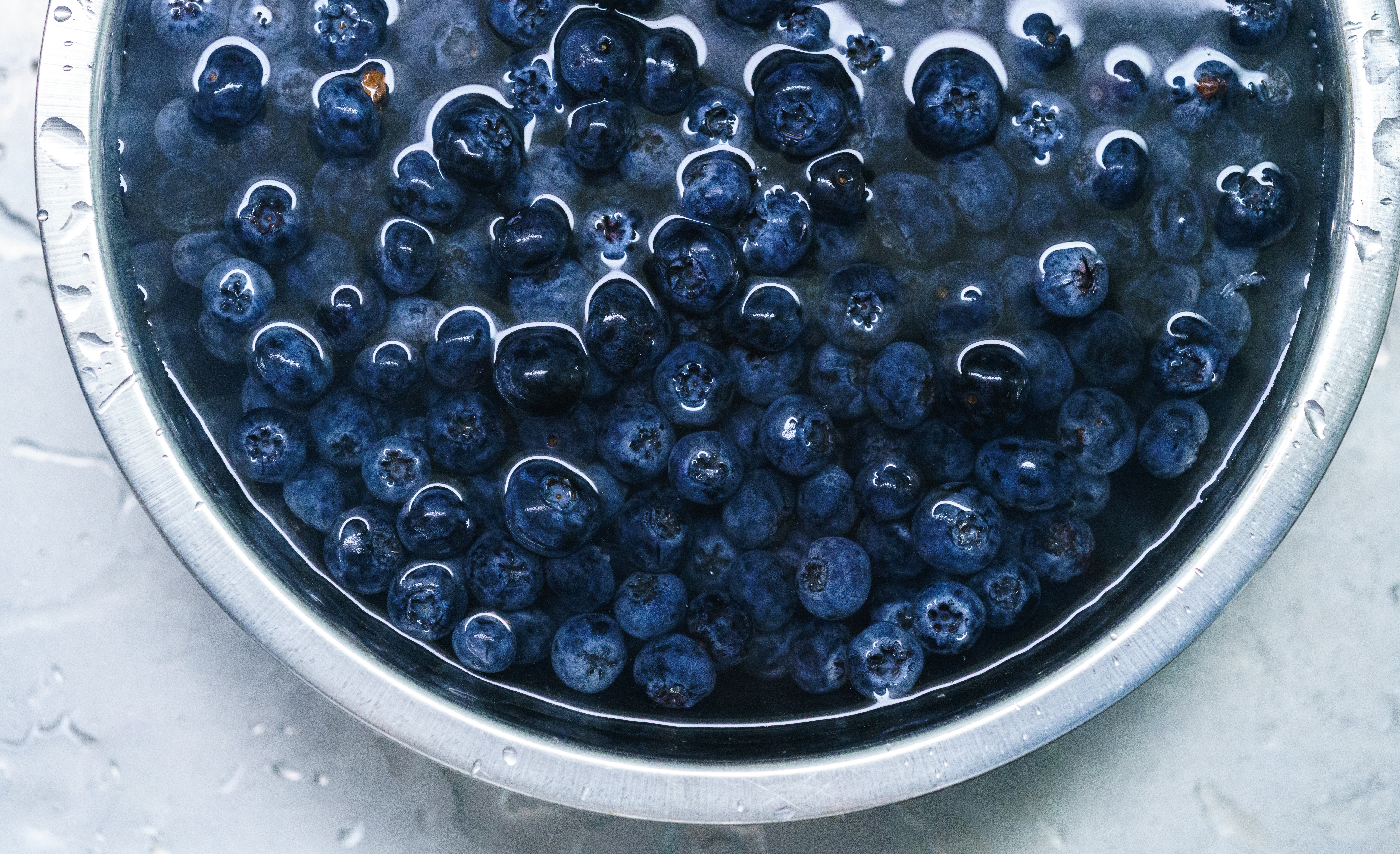 96998 Hintergrundbild herunterladen wasser, lebensmittel, blueberry, blaubeeren, berries, teller - Bildschirmschoner und Bilder kostenlos