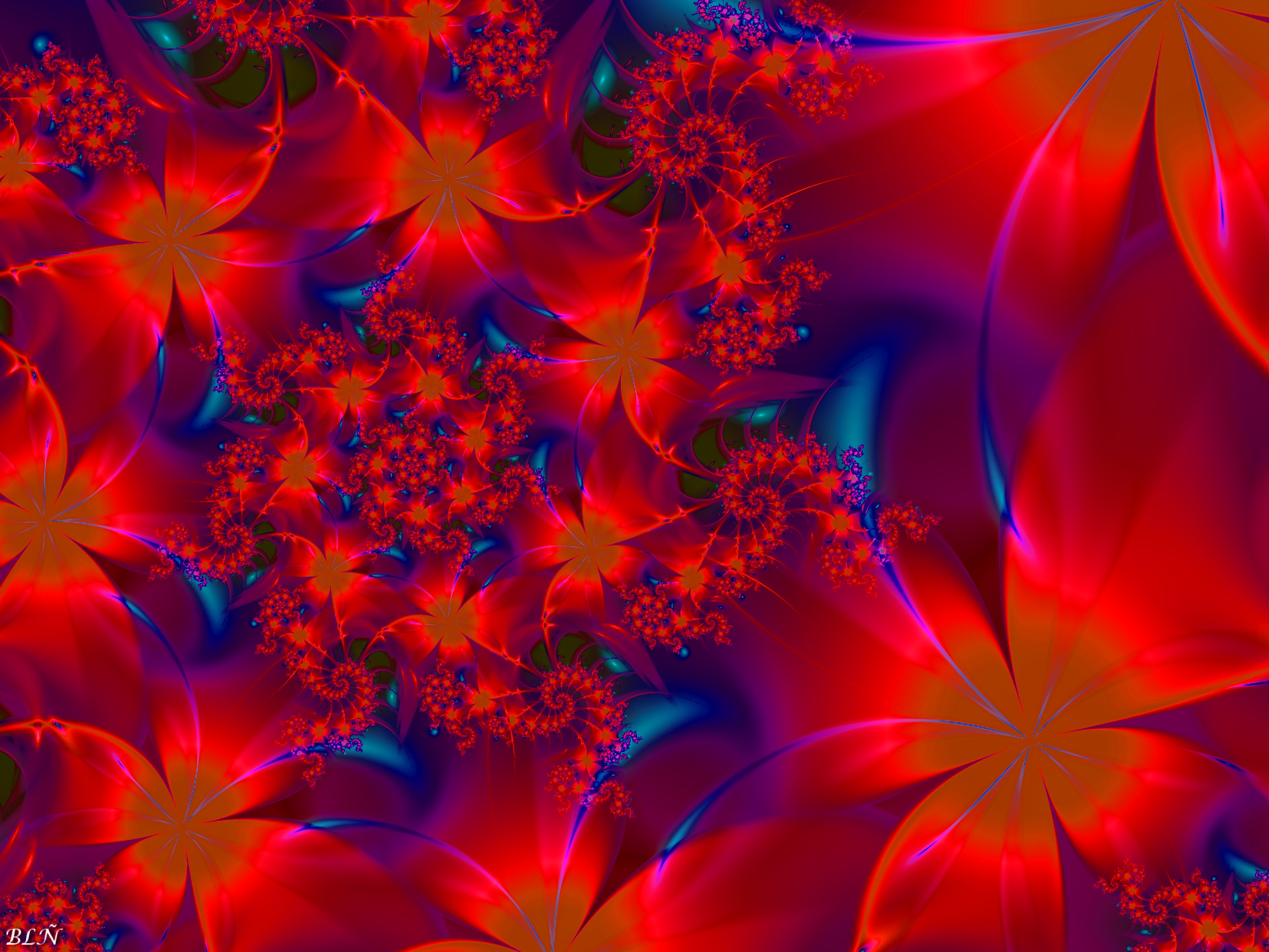 fractal, shine, brilliance, abstract, flowers, patterns UHD