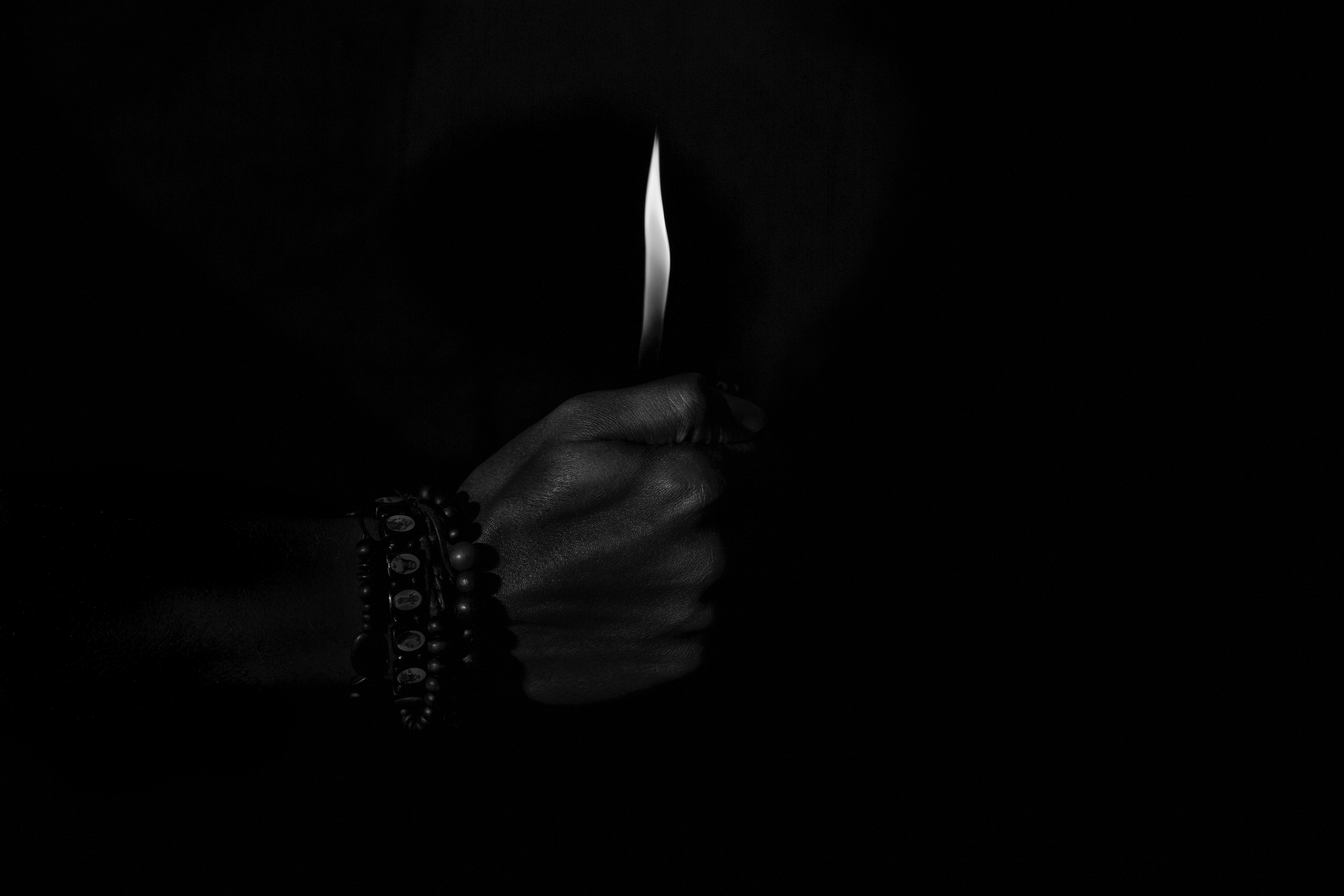chb, hands, black, bw, candle