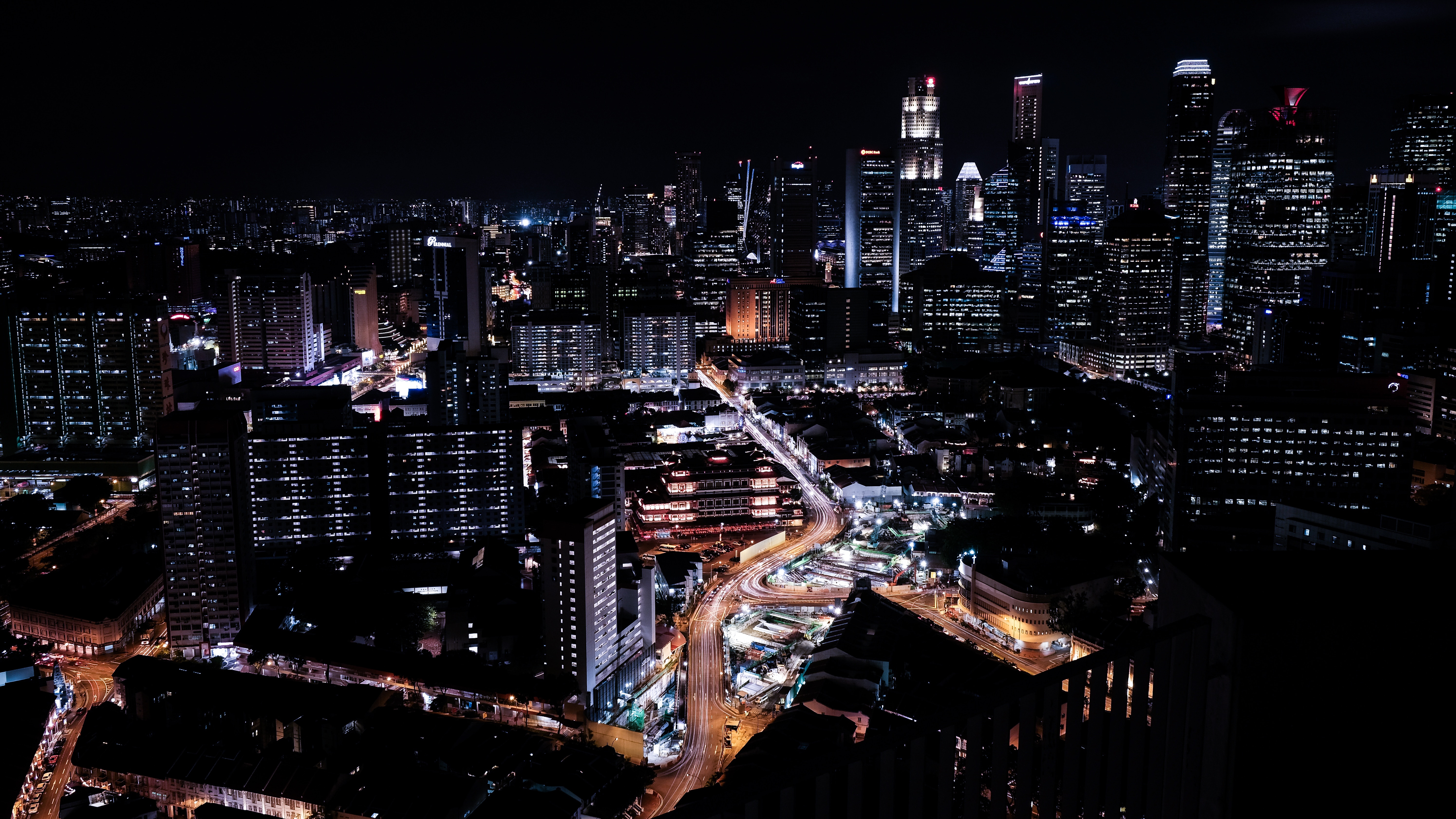UHD wallpaper night, cities, skyscrapers, singapore