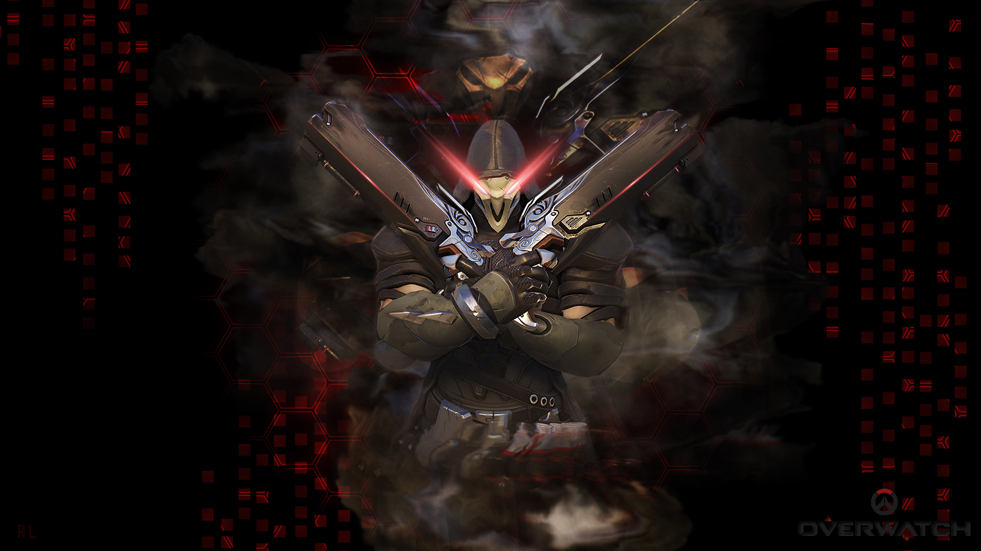 reaper (overwatch), dark, overwatch, video game phone background