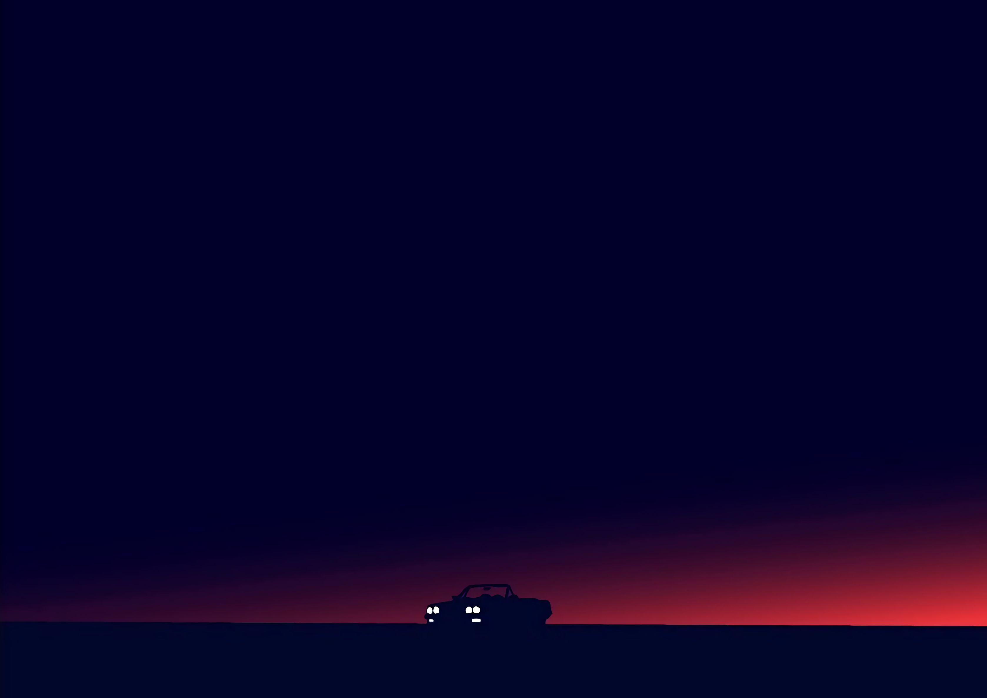 vector, art, horizon, dark, car UHD