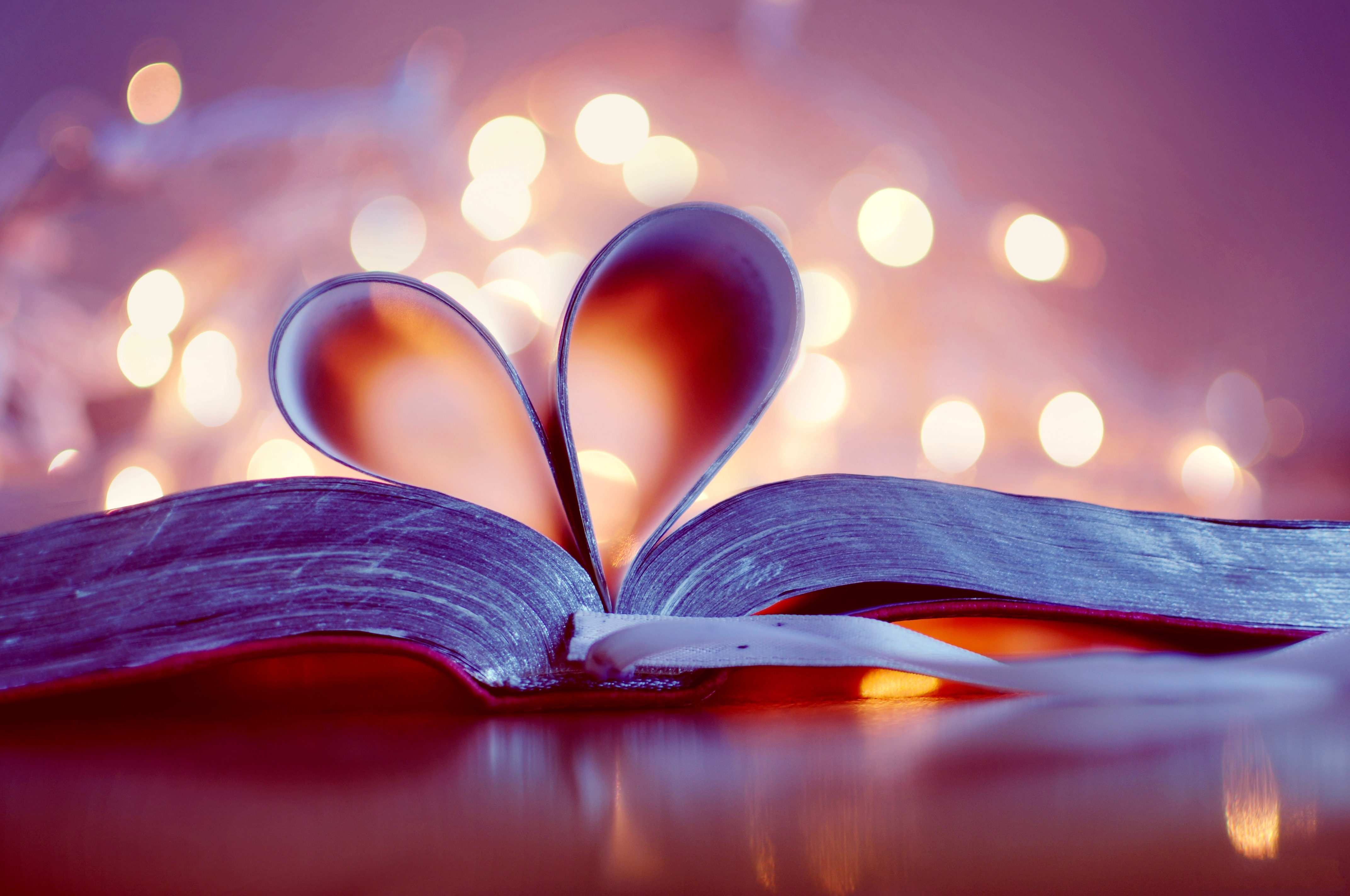 love, heart, book, bokeh, boquet, pages, page, bookmark
