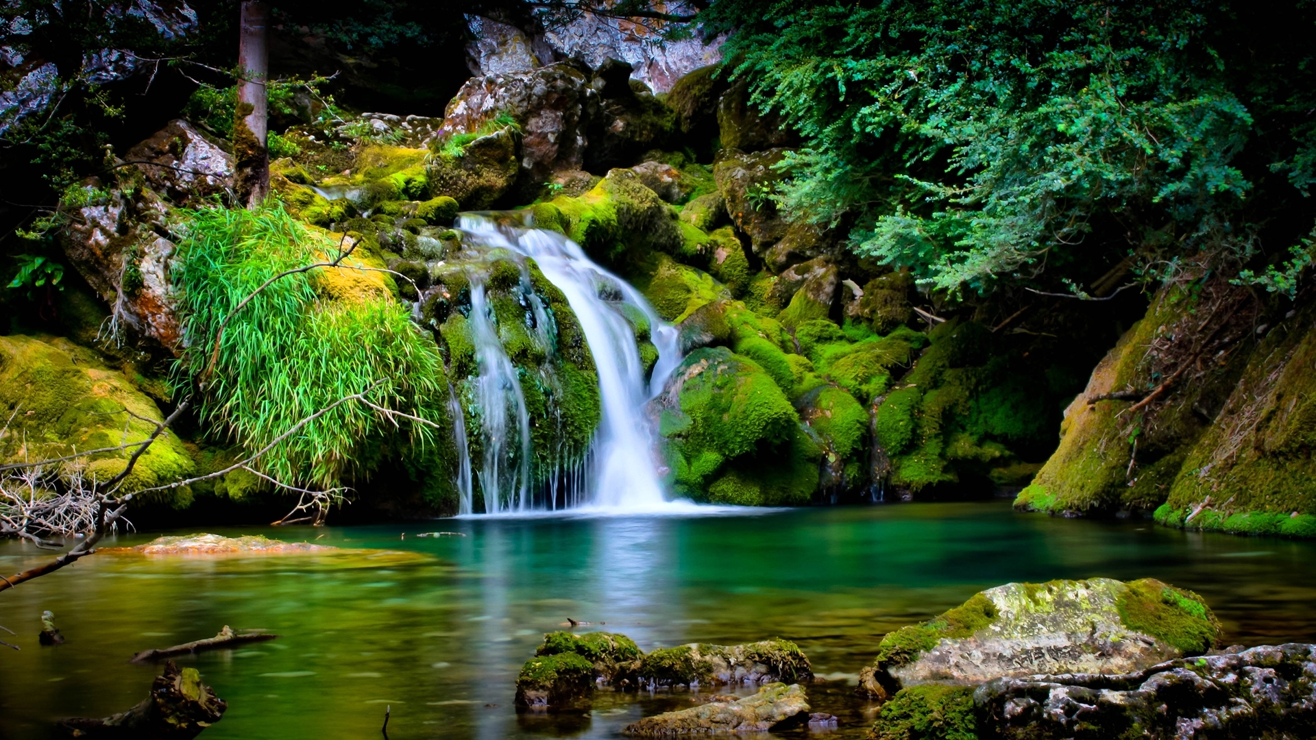 nature, waterfalls, landscape Full HD