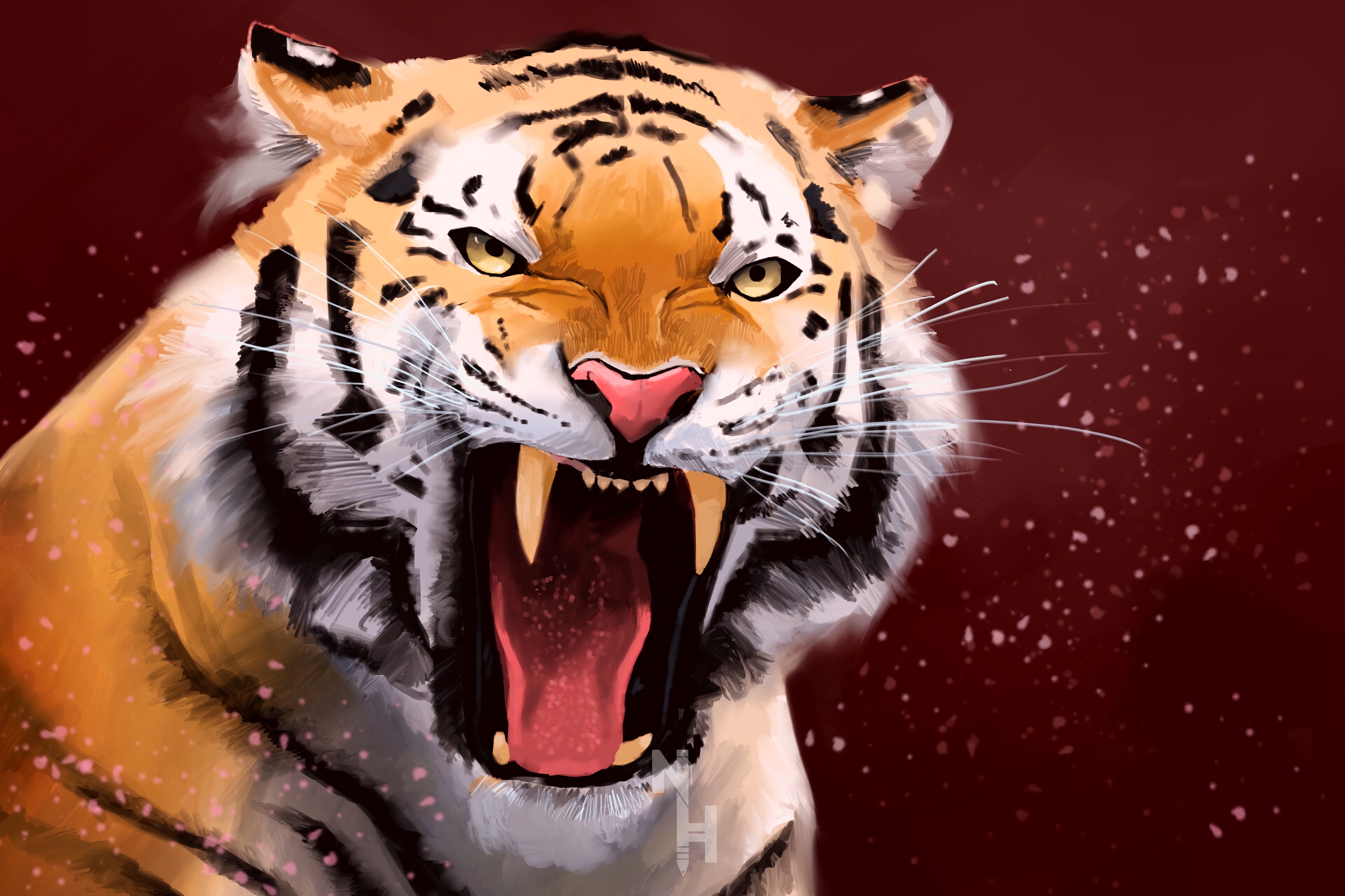 art, aggression, grin, predator, tiger 4K Ultra